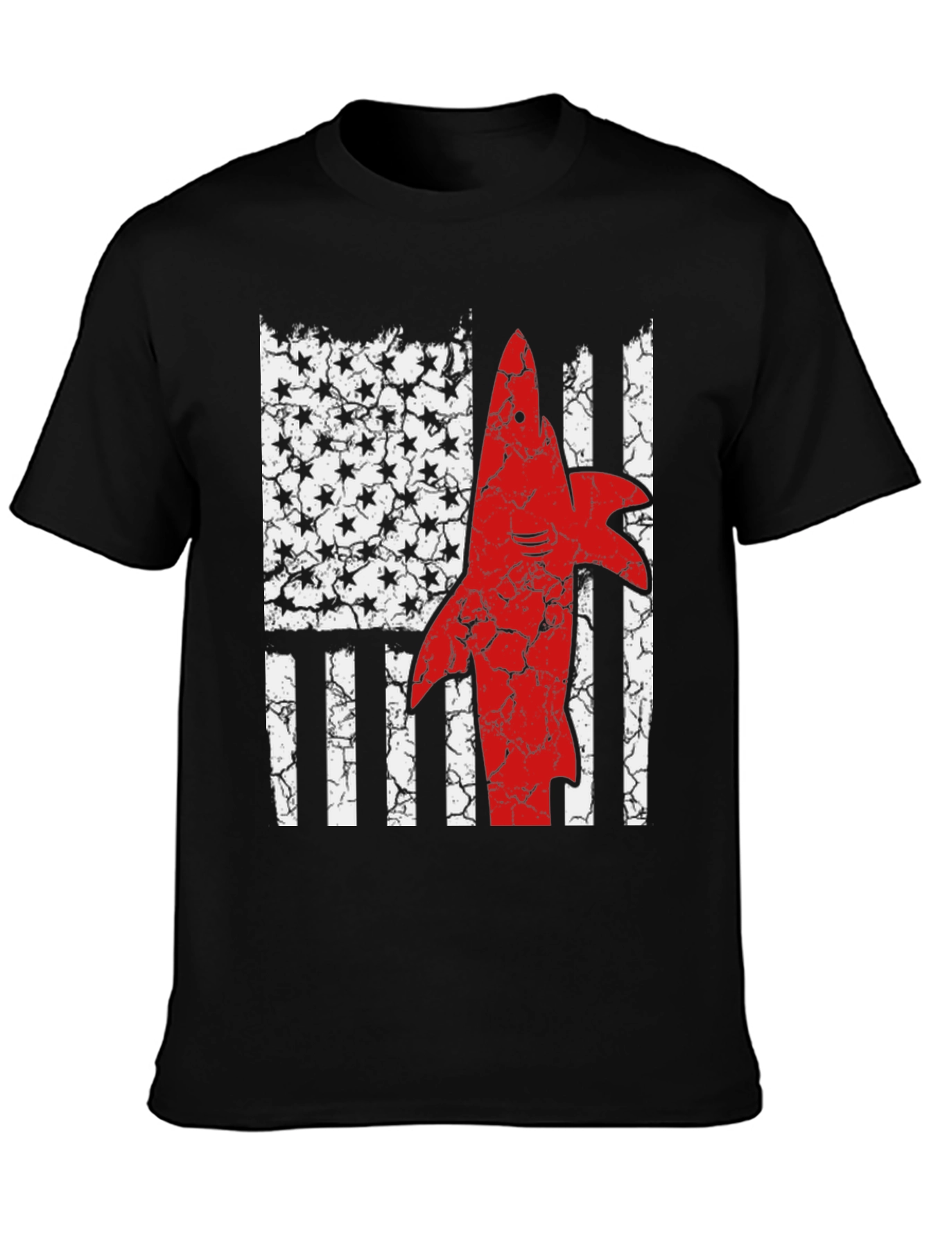American Flag Shark Graphic T-Shirt