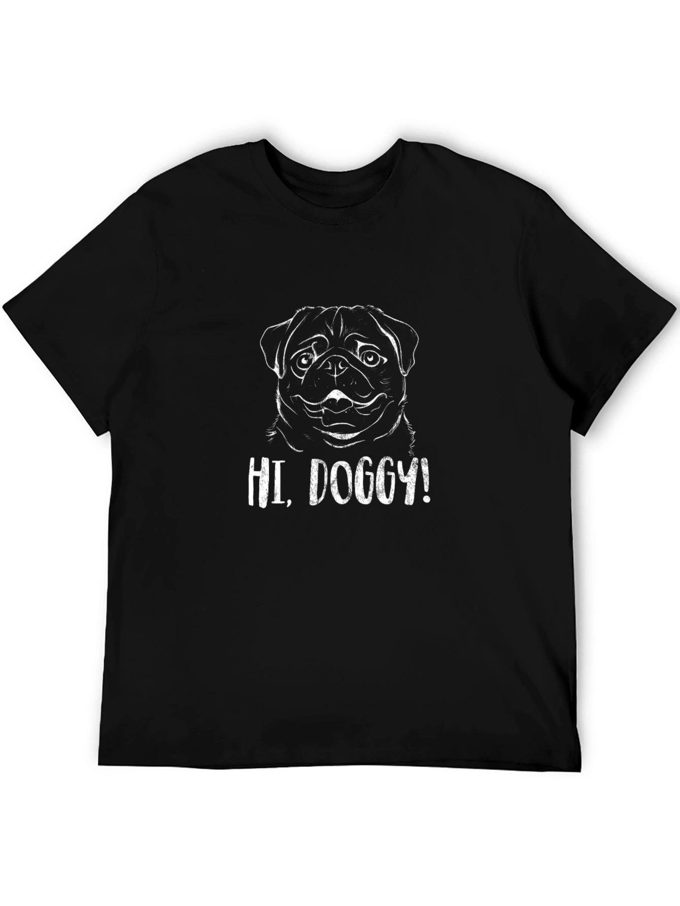 Hi Doggy! Pug Graphic Black T-Shirt