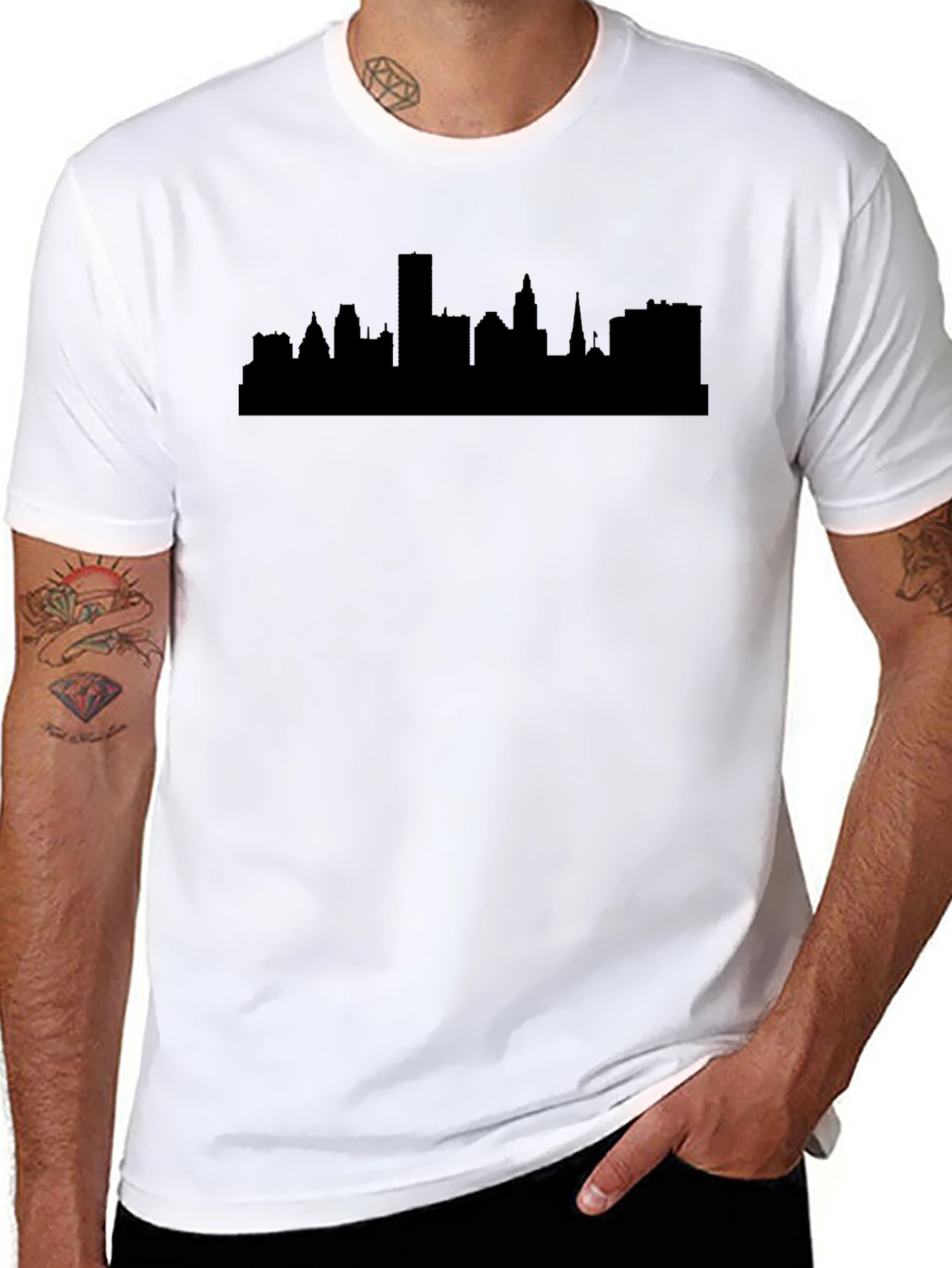 Cityscape Silhouette Black Graphic Tee