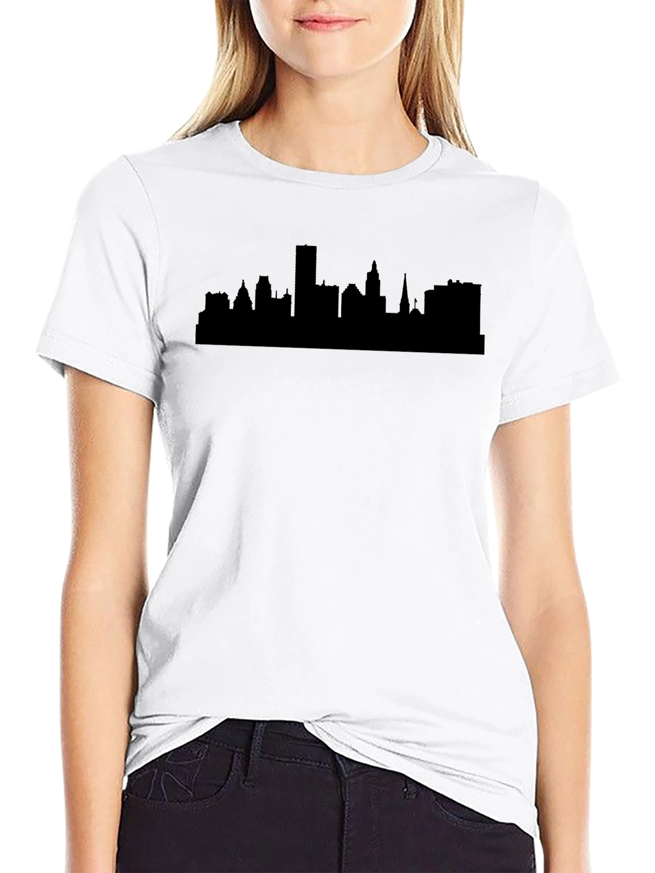 Cityscape Silhouette Black Graphic Tee