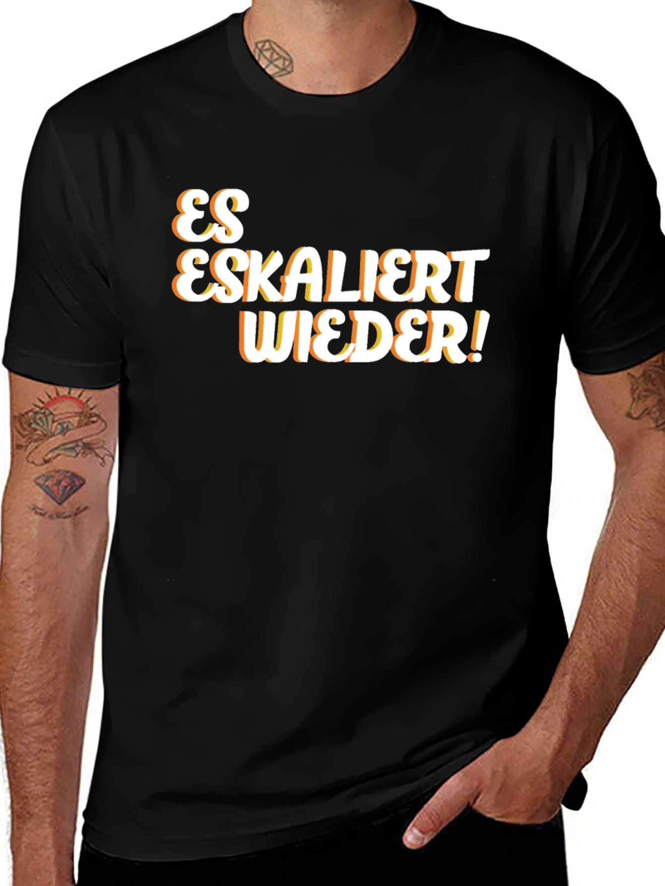 Es Eskaliert Wieder! Black T-Shirt