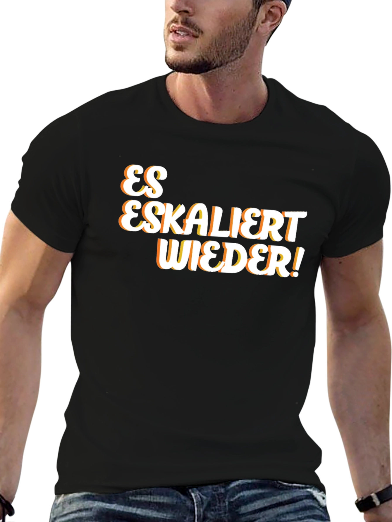 Es Eskaliert Wieder! Black T-Shirt