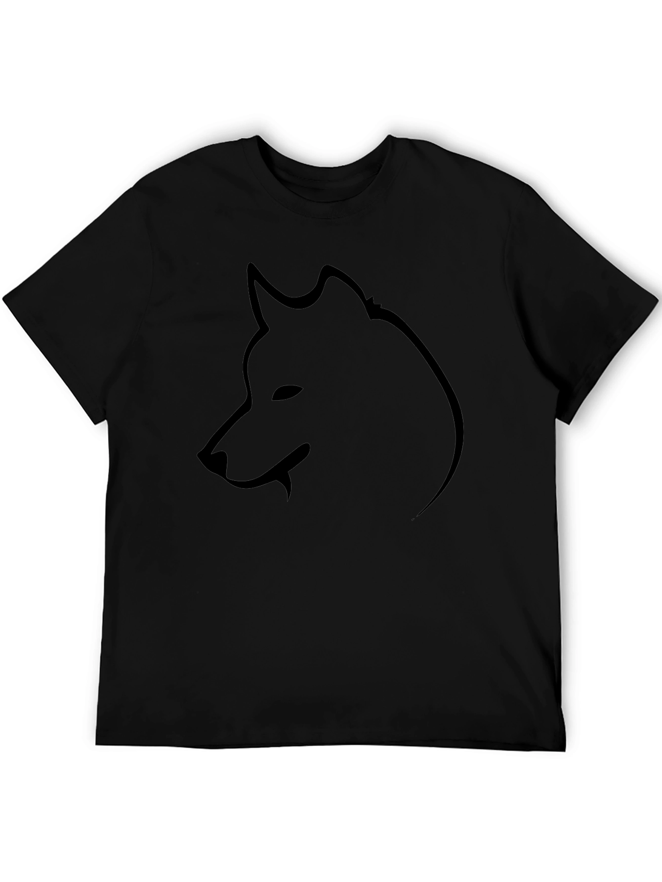 Mens Black T-Shirt with Wolf Silhouette
