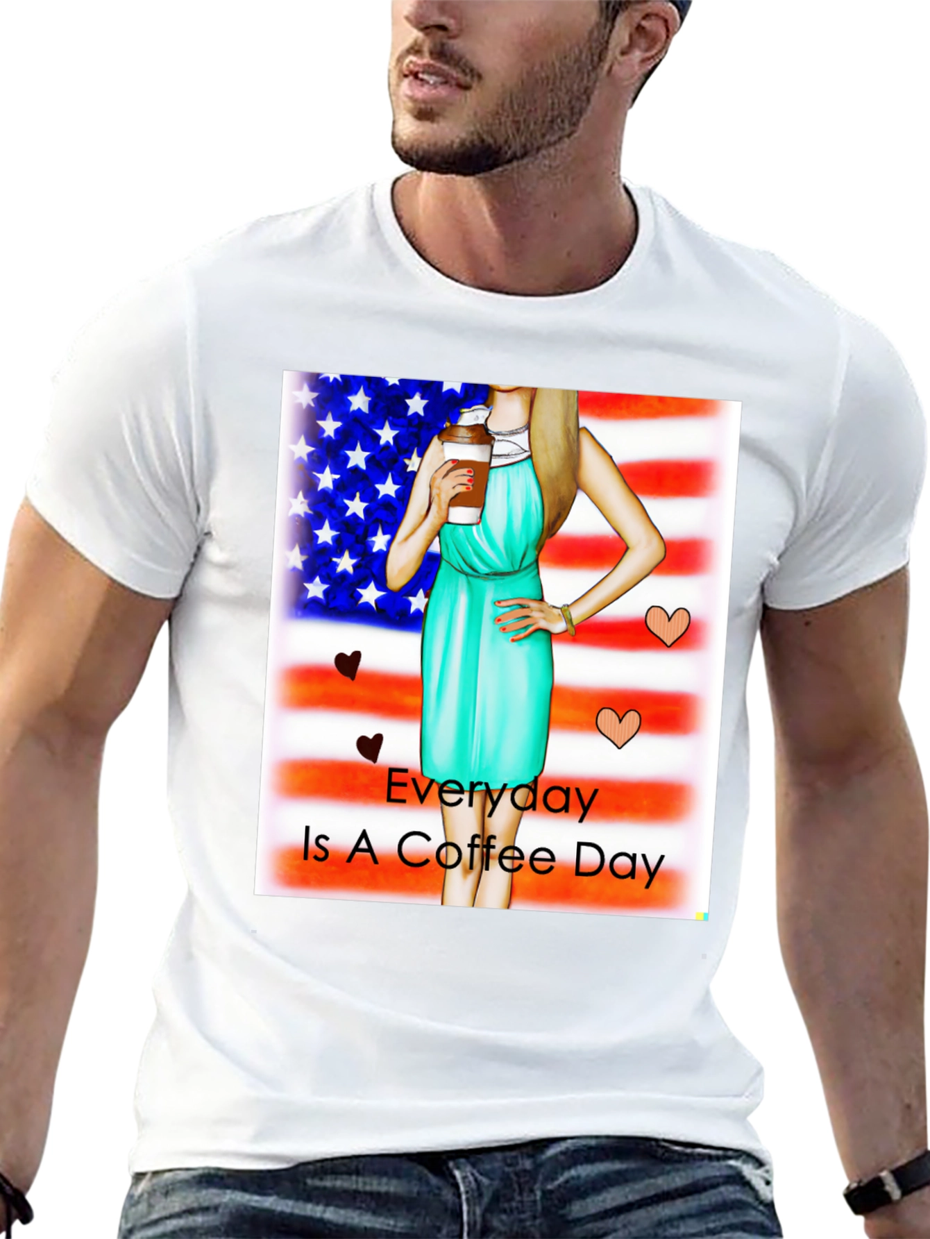 Everyday is Coffee Day USA Flag T-Shirt