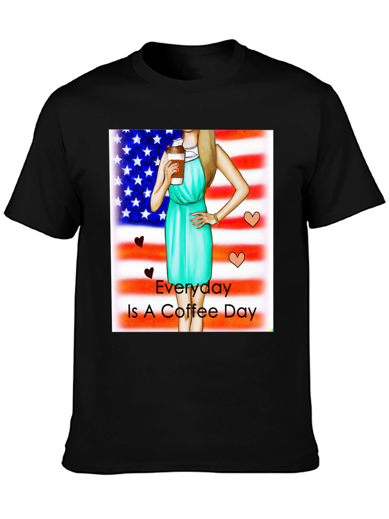 Everyday is Coffee Day USA Flag T-Shirt