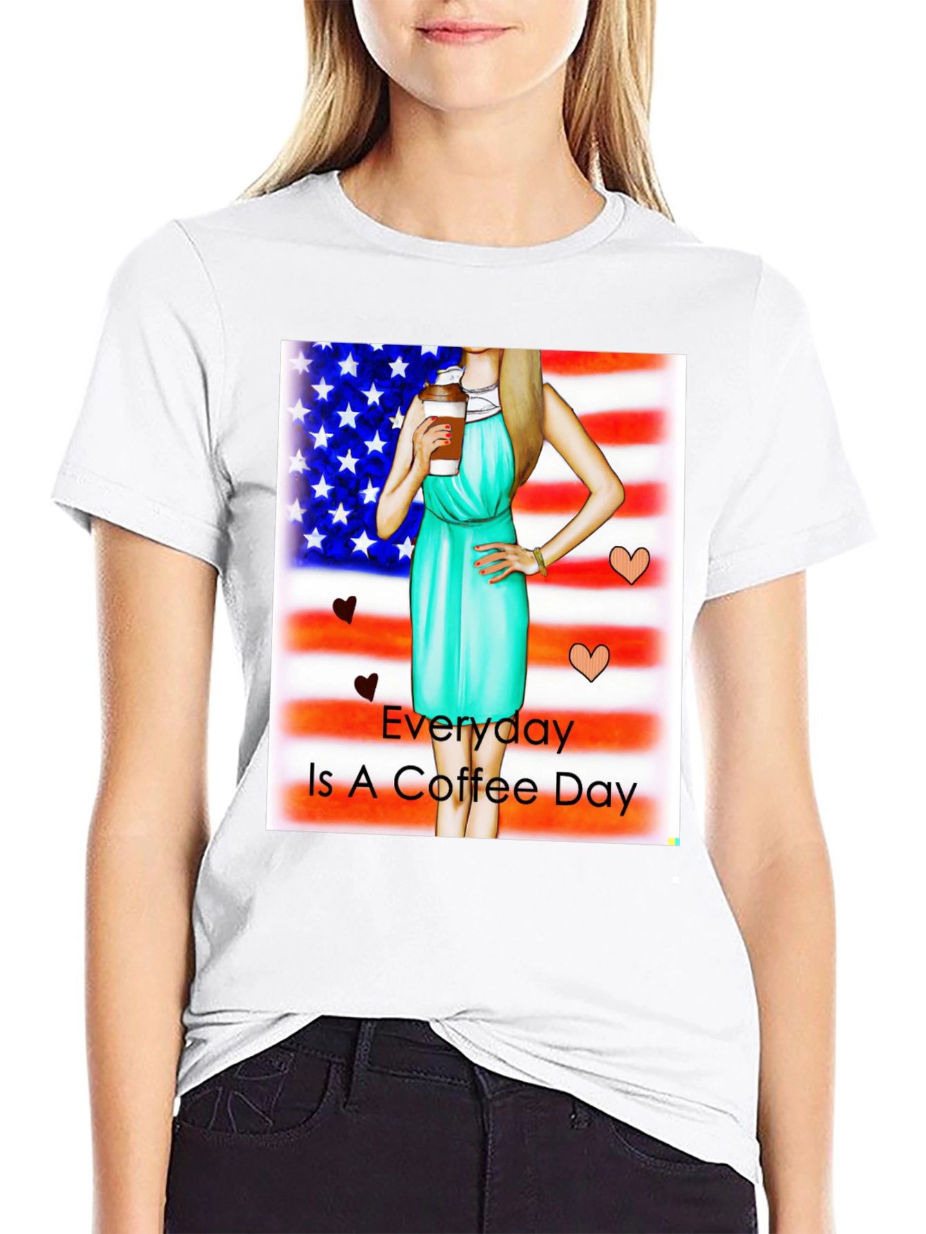 Everyday is Coffee Day USA Flag T-Shirt