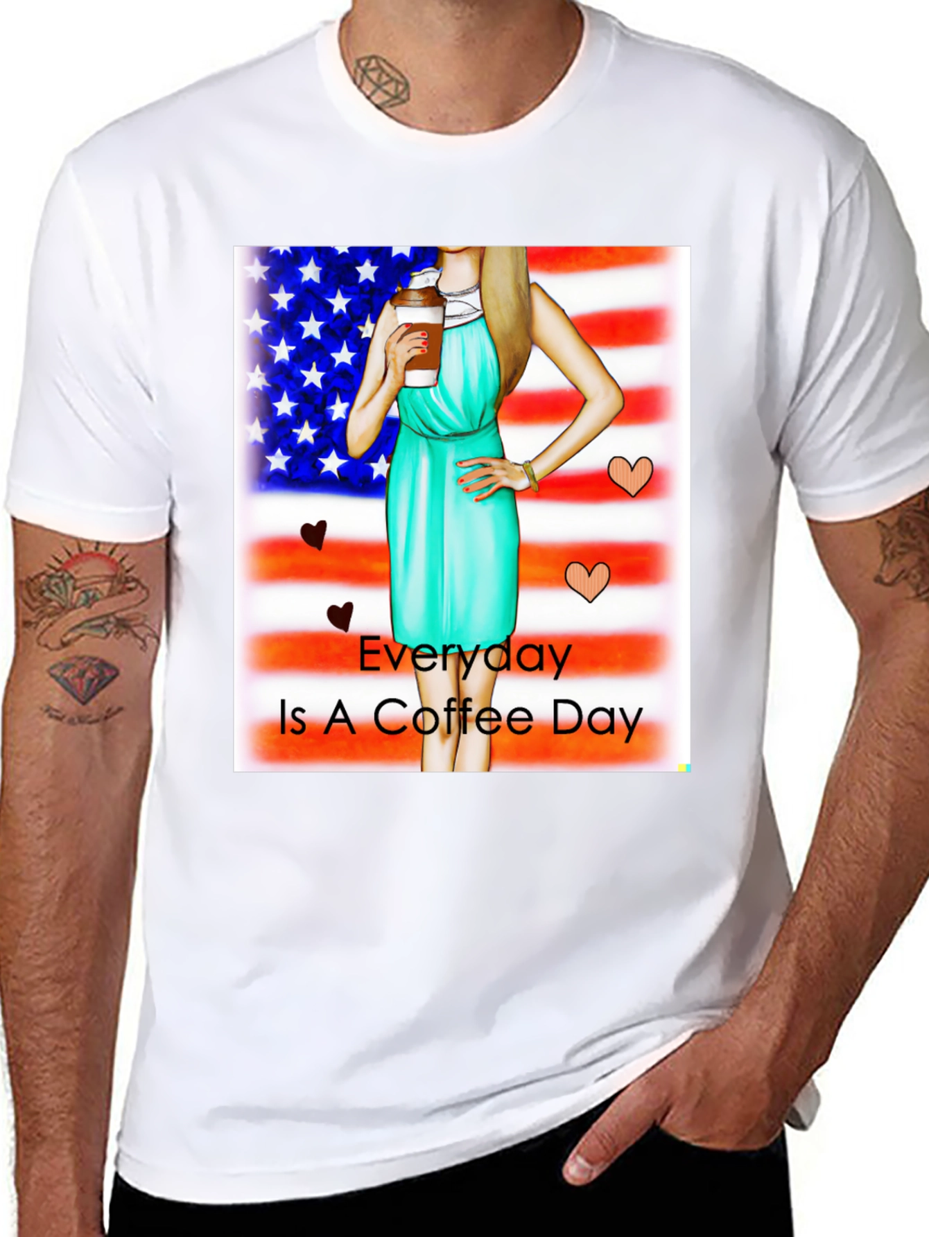 Everyday is Coffee Day USA Flag T-Shirt