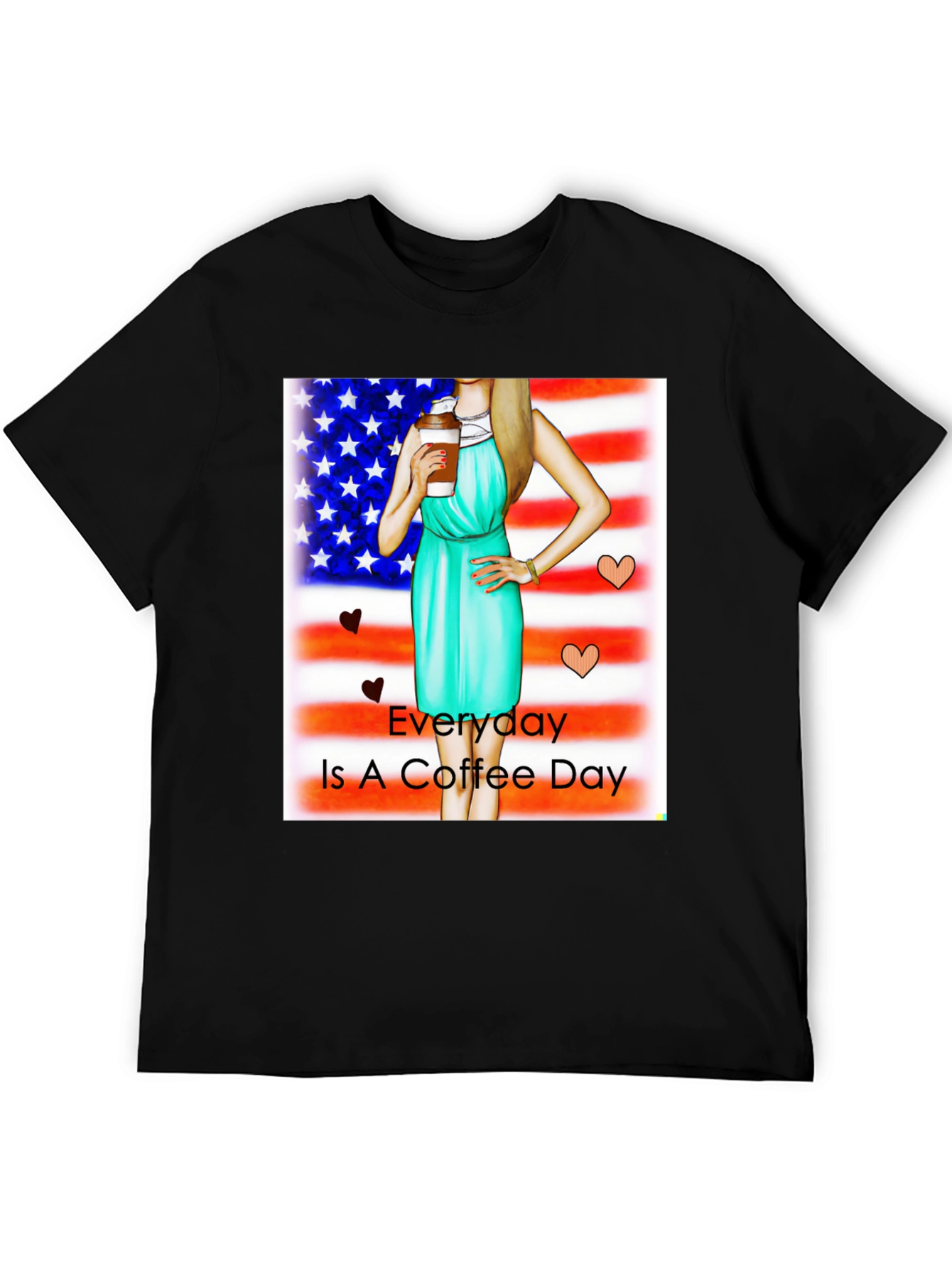 Everyday is Coffee Day USA Flag T-Shirt