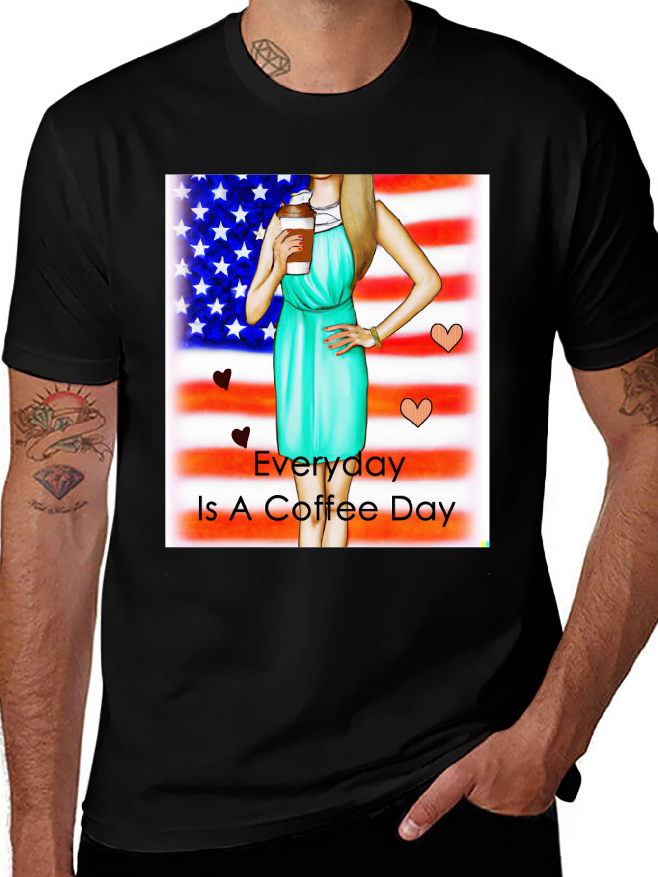 Everyday is Coffee Day USA Flag T-Shirt