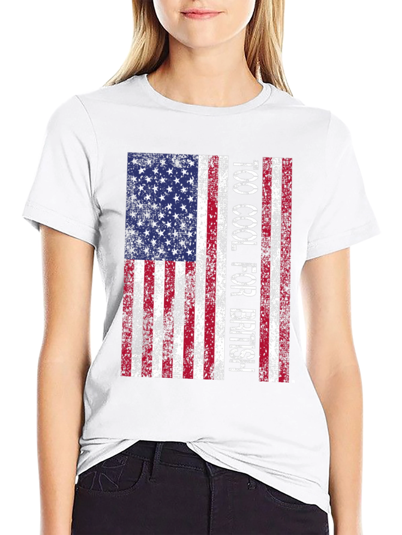 Too Cool for British American Flag Graphic Tee