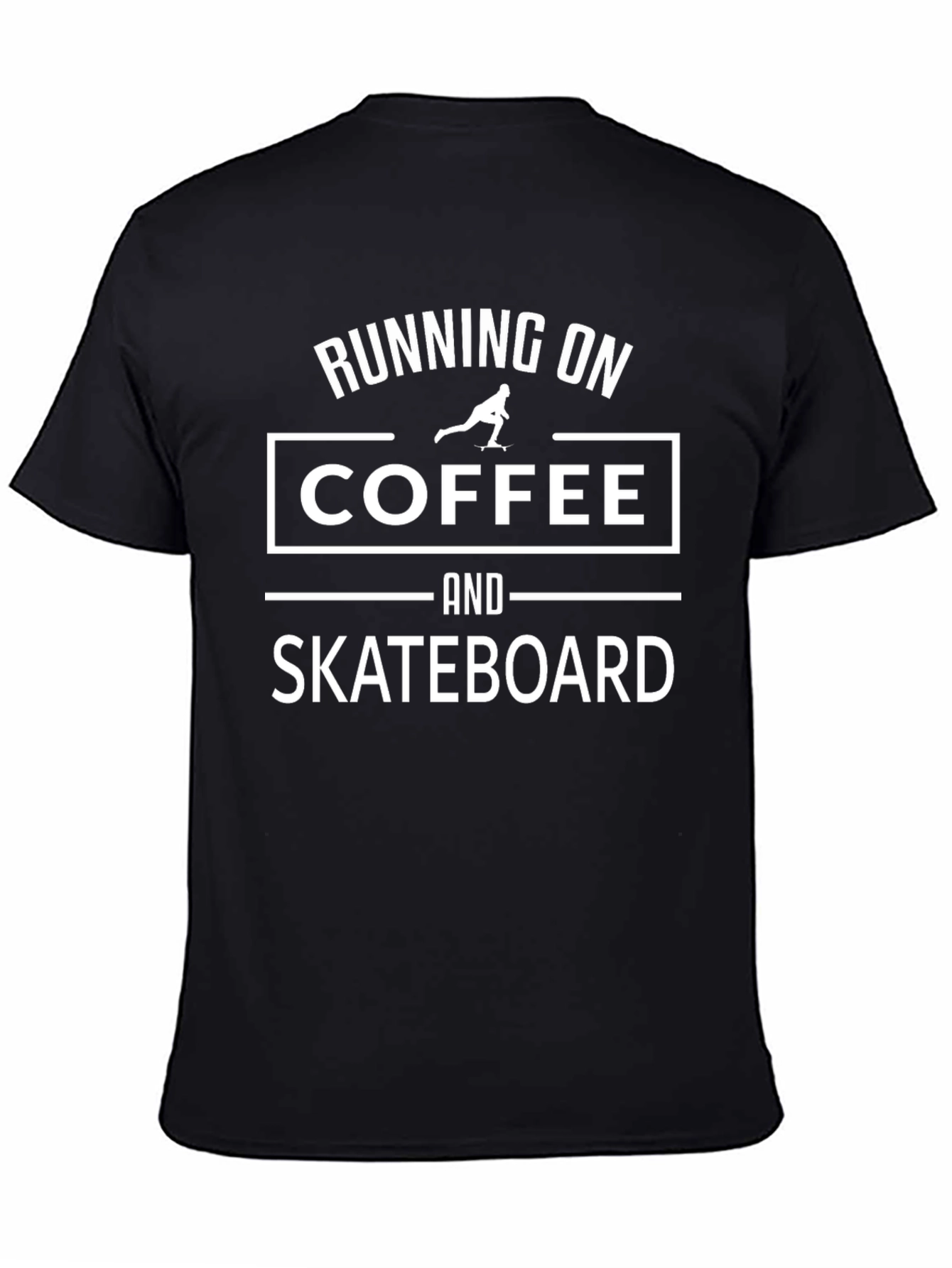 Running on Coffee and Skateboard Black T-Shirt