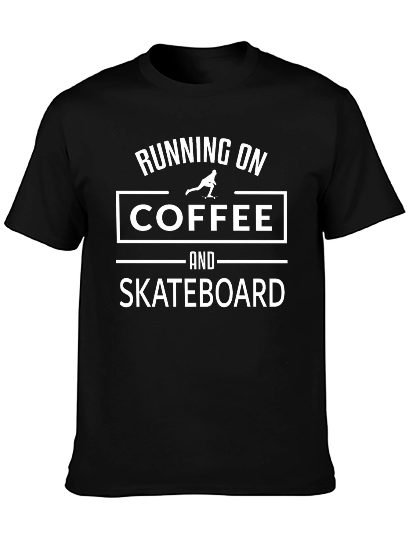 Running on Coffee and Skateboard Black T-Shirt