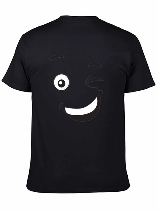 Winking Emoji Graphic Black T-Shirt