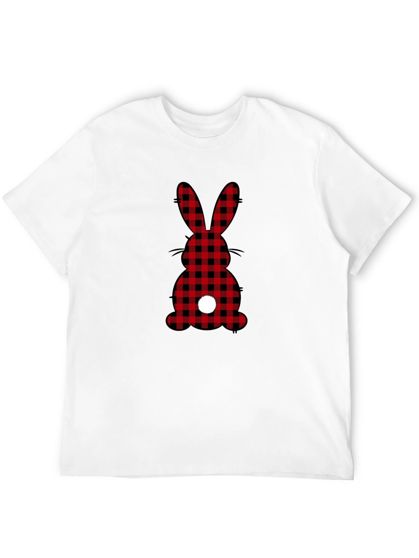 Plaid Easter Bunny Tail Black T-Shirt