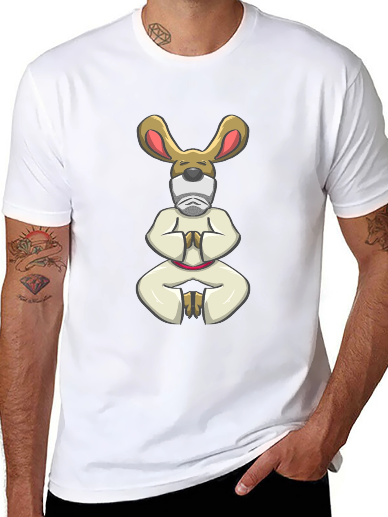 Zen Master Rabbit T-Shirt - Black Cotton Tee