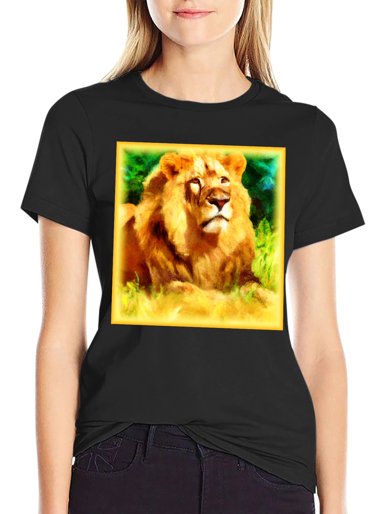Lion Graphic Black T-Shirt for Men