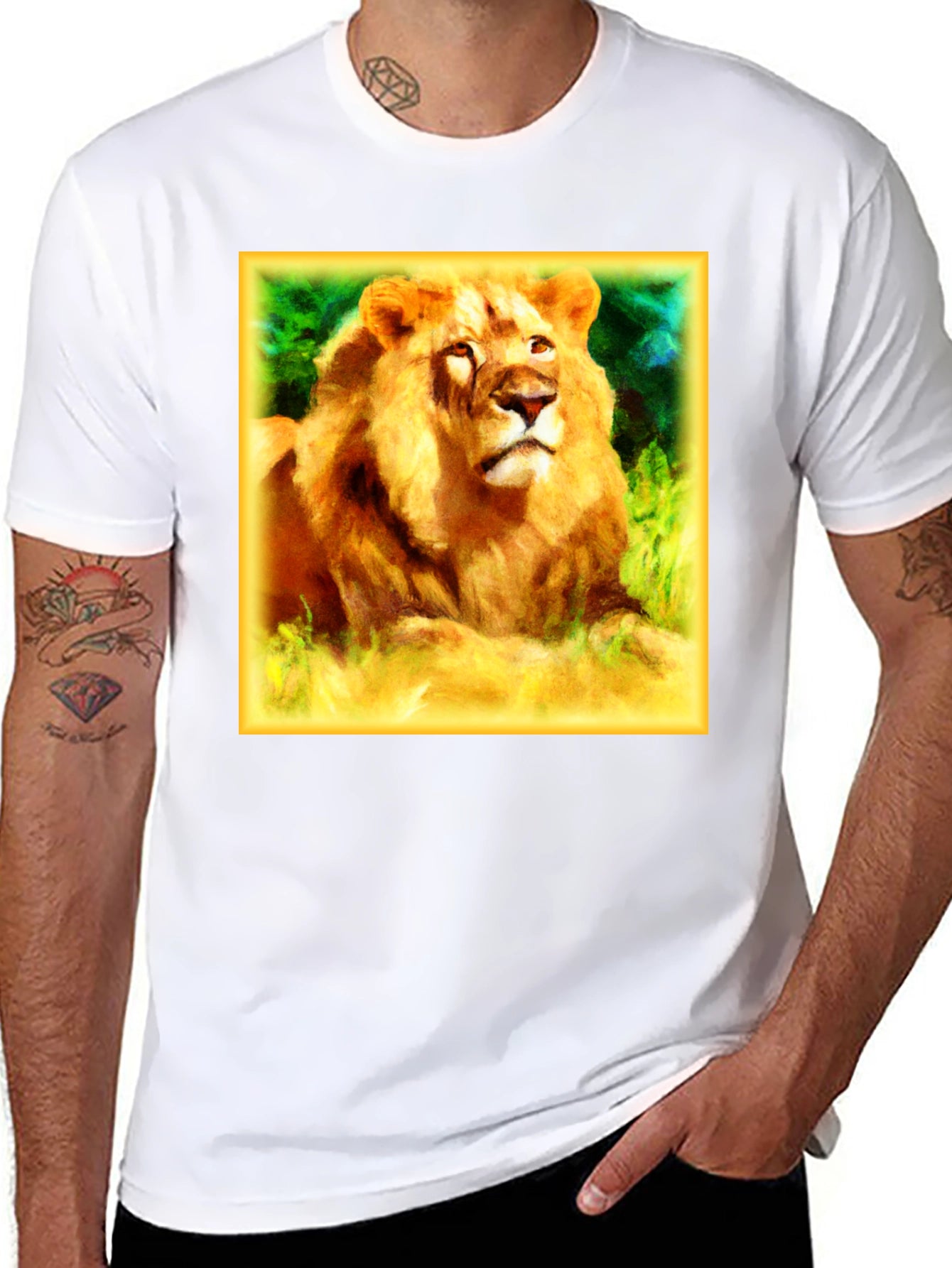 Lion Graphic Black T-Shirt for Men