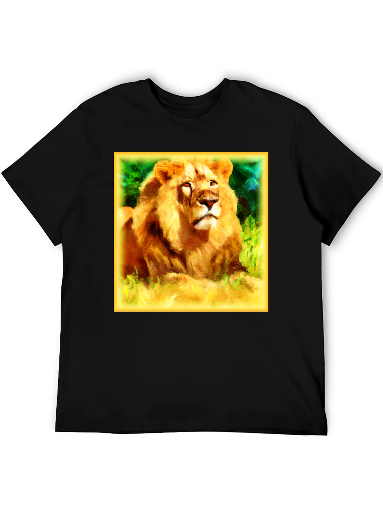 Lion Graphic Black T-Shirt for Men