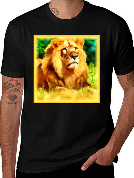 Lion Graphic Black T-Shirt for Men