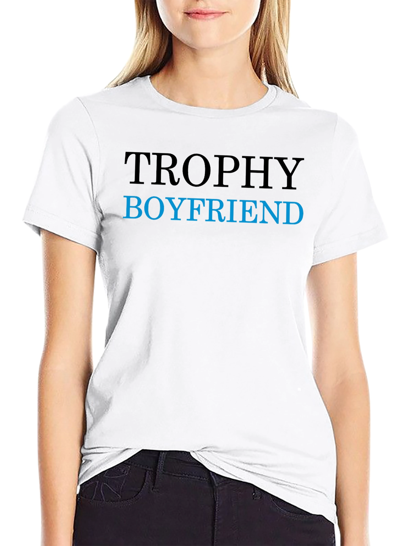 Trophy Boyfriend Graphic Tee - Black Cotton Blend