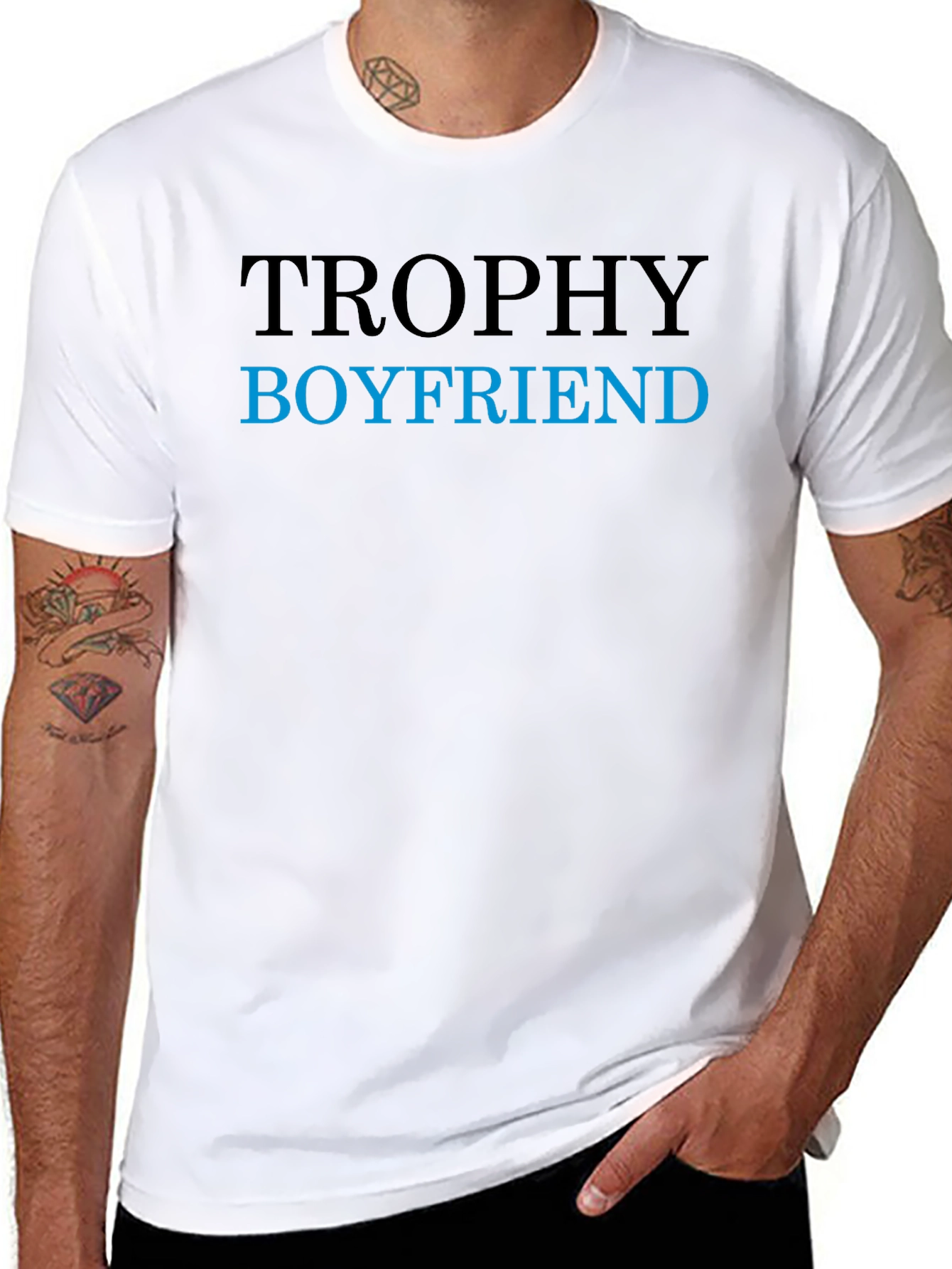 Trophy Boyfriend Graphic Tee - Black Cotton Blend