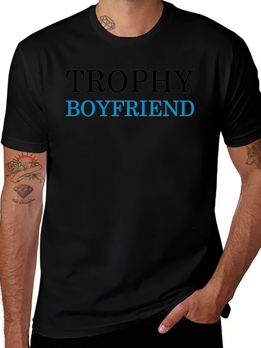 Trophy Boyfriend Graphic Tee - Black Cotton Blend