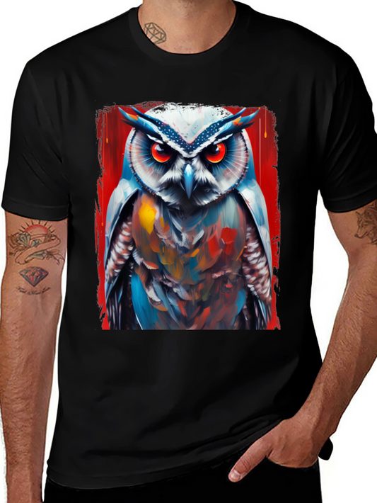 Owl Art Print T-Shirt - Cool Bird Graphic Tee