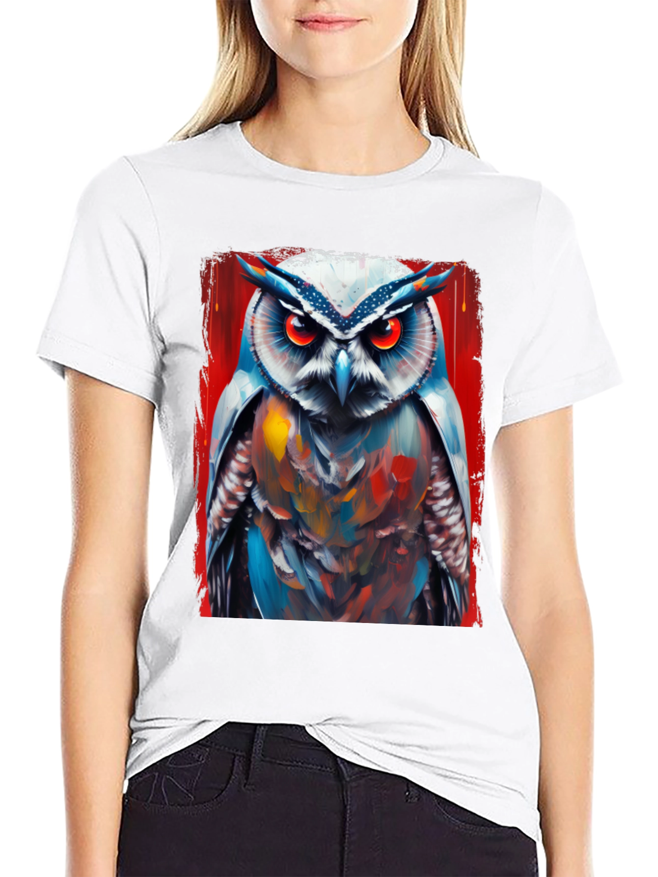 Owl Art Print T-Shirt - Cool Bird Graphic Tee