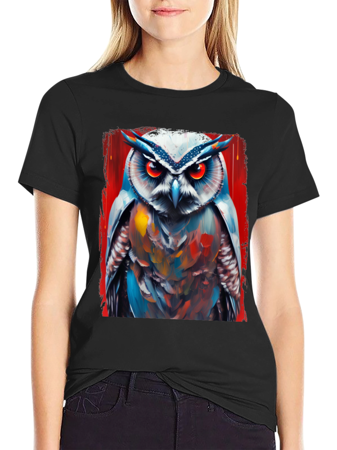 Owl Art Print T-Shirt - Cool Bird Graphic Tee