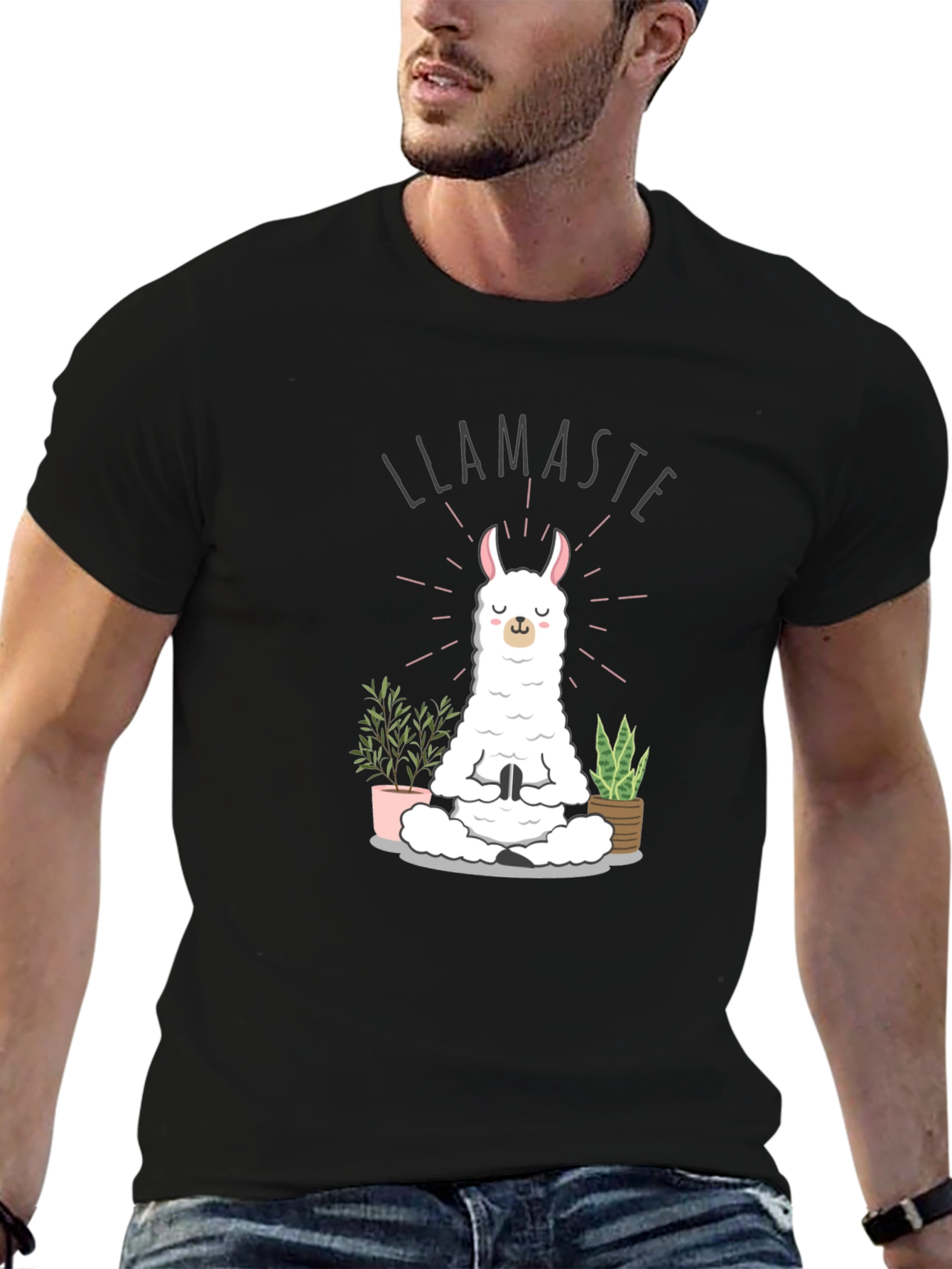 Llamaste Yoga Meditation Black T-Shirt