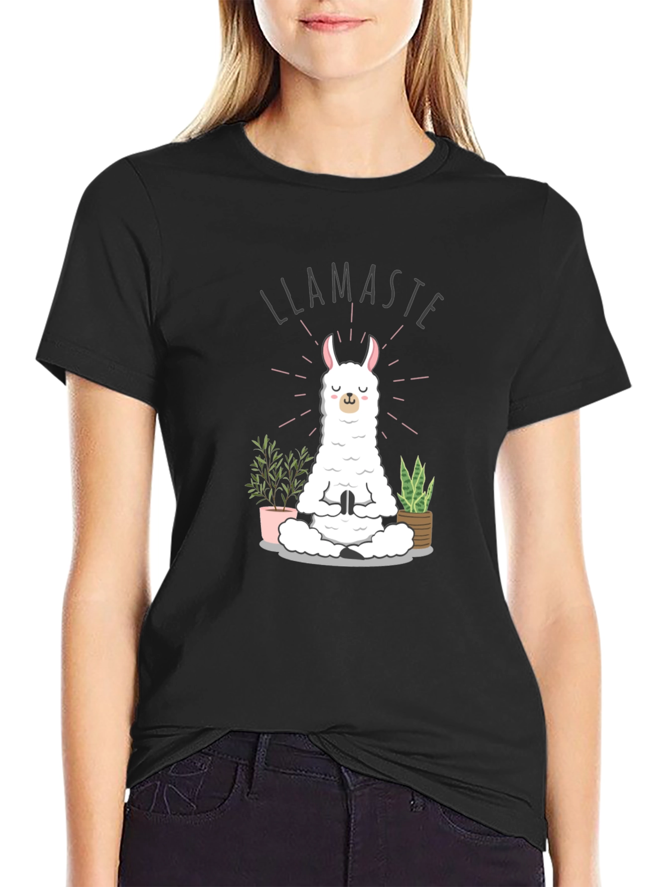 Llamaste Yoga Meditation Black T-Shirt