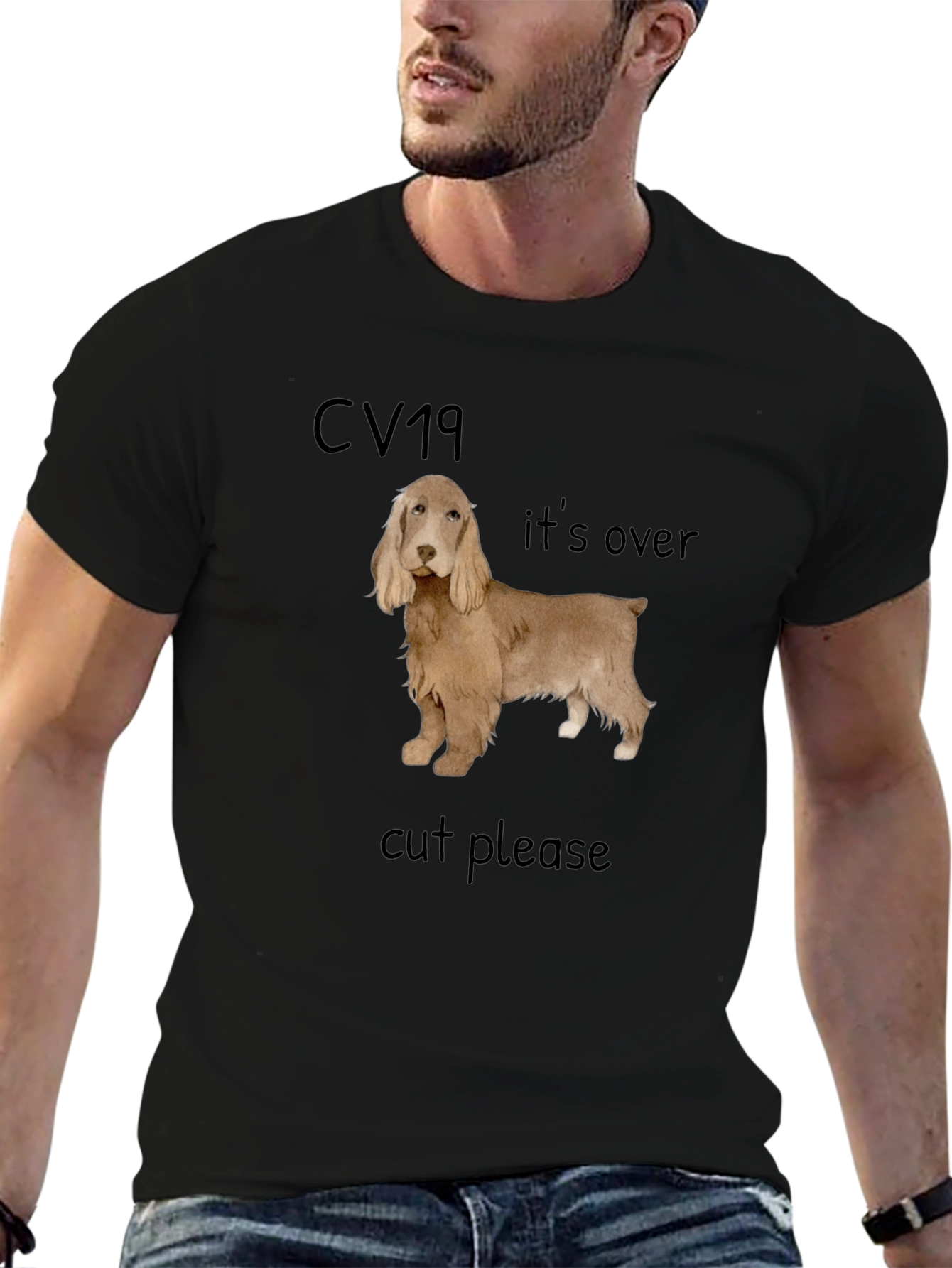Cocker Spaniel CV19 Cut Please T-Shirt – Funny Dog Lover Tee