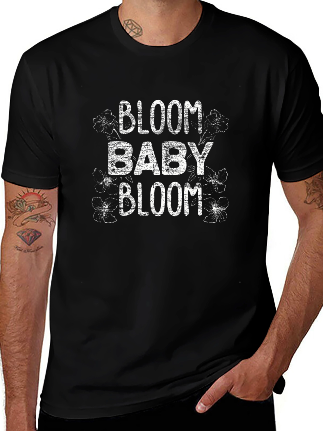 Bloom Baby Bloom Graphic Tee - Black Cotton T-Shirt