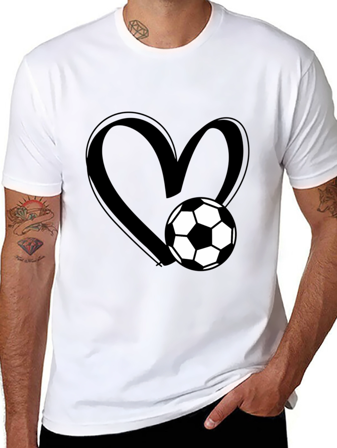 Soccer Heart Black T-Shirt