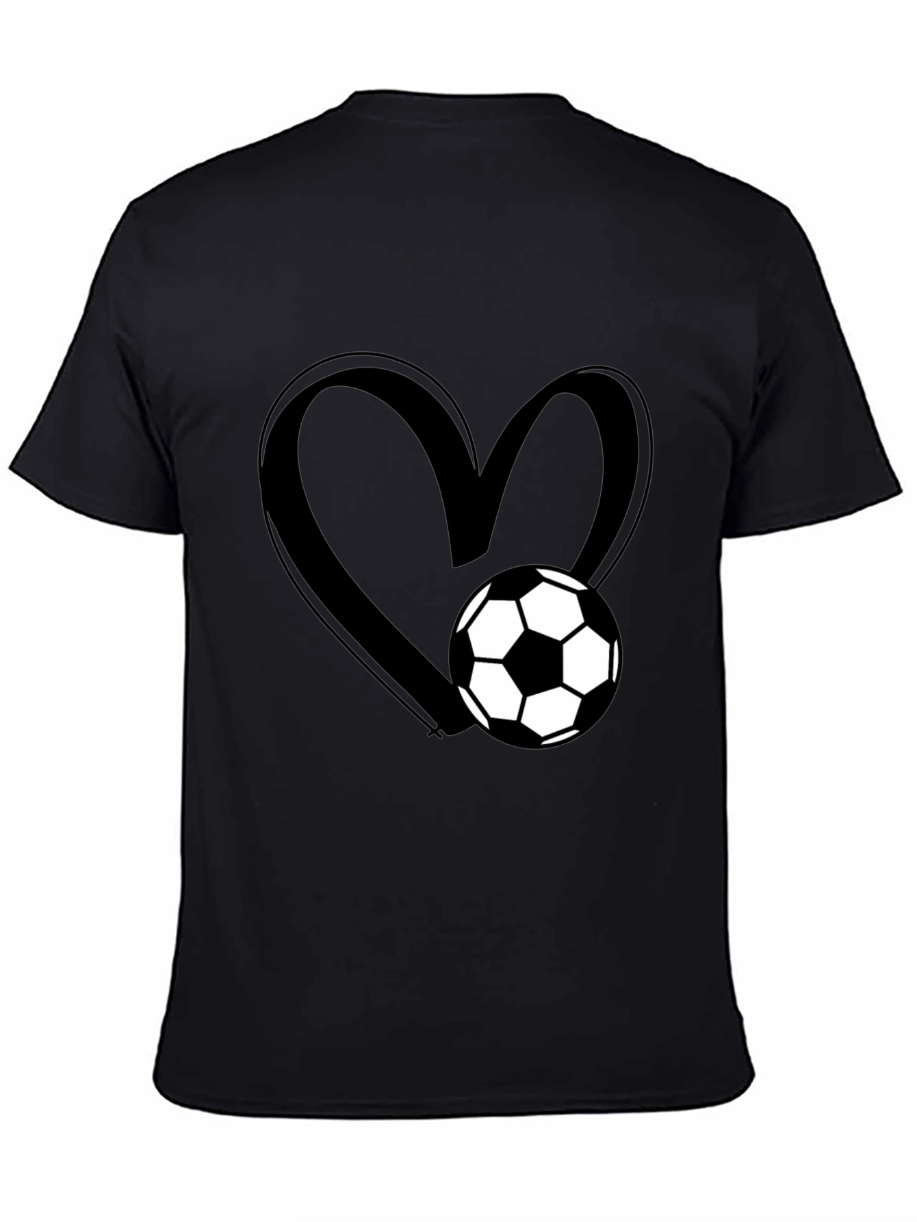 Soccer Heart Black T-Shirt