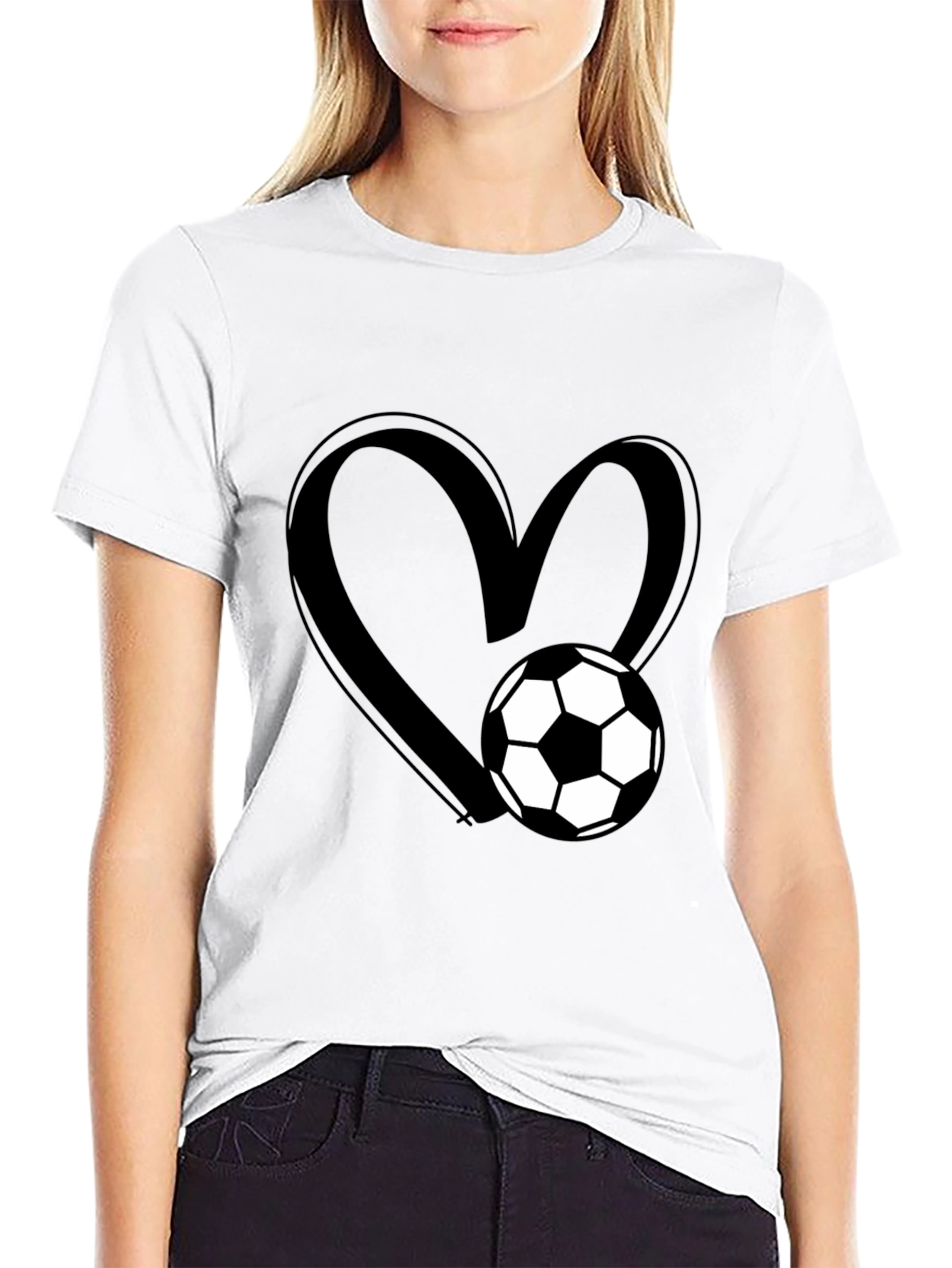 Soccer Heart Black T-Shirt
