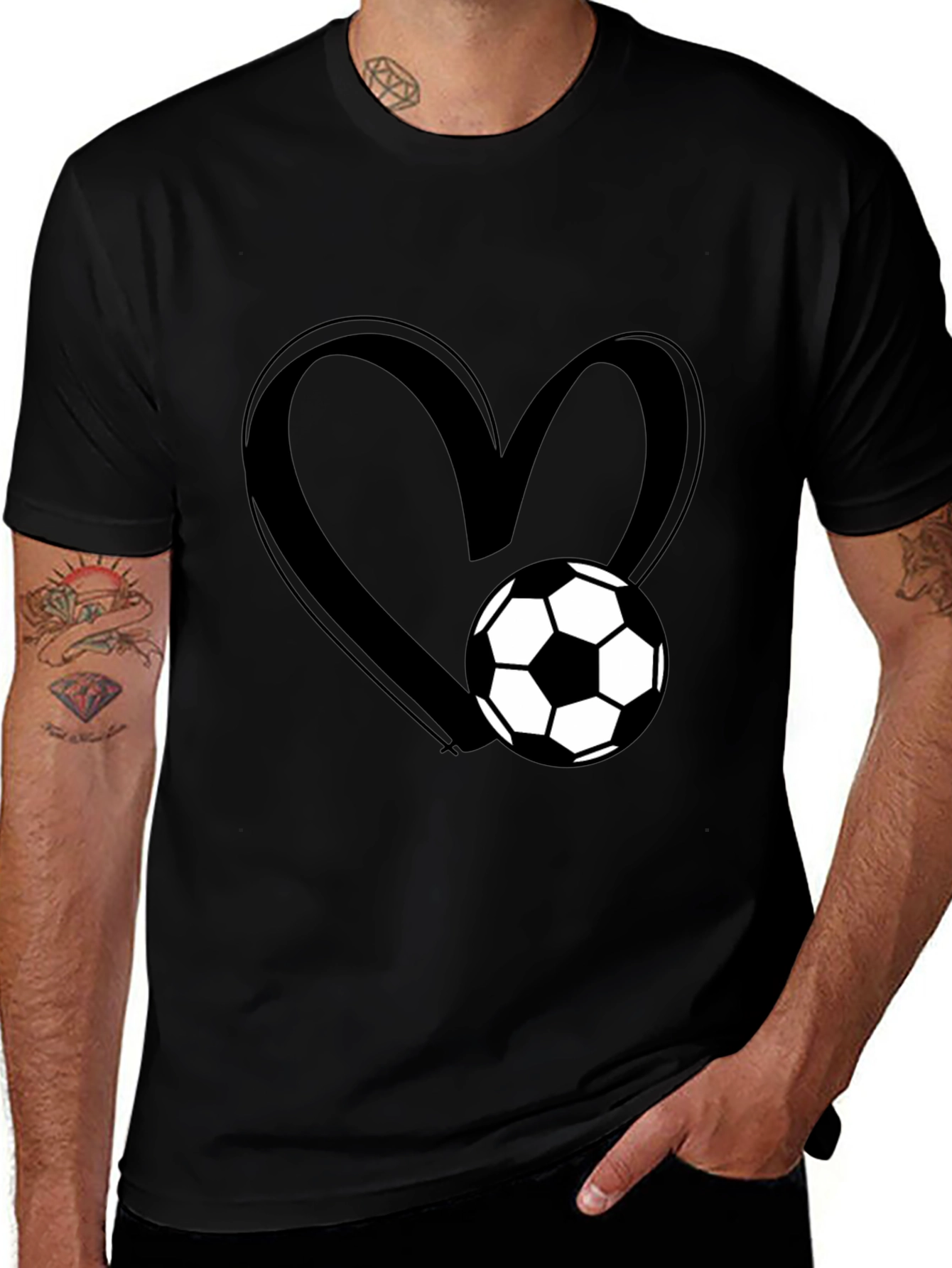 Soccer Heart Black T-Shirt