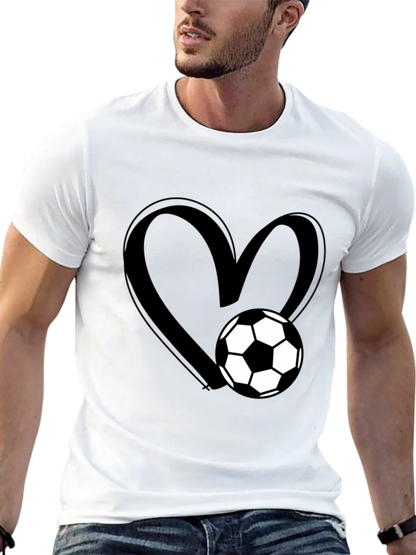 Soccer Heart Black T-Shirt