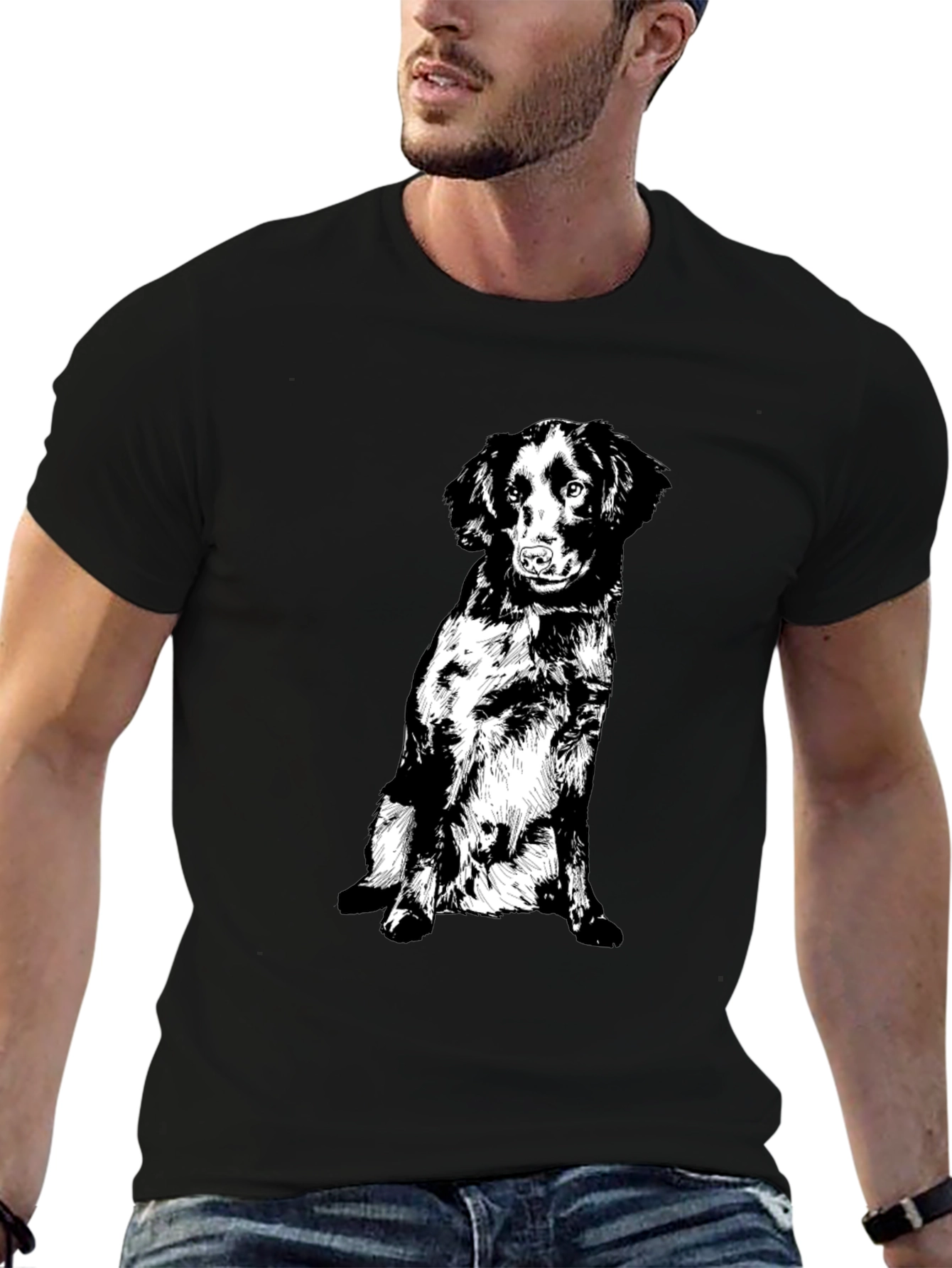 Black Dog Graphic Tee - Cute Pet Lover T-Shirt