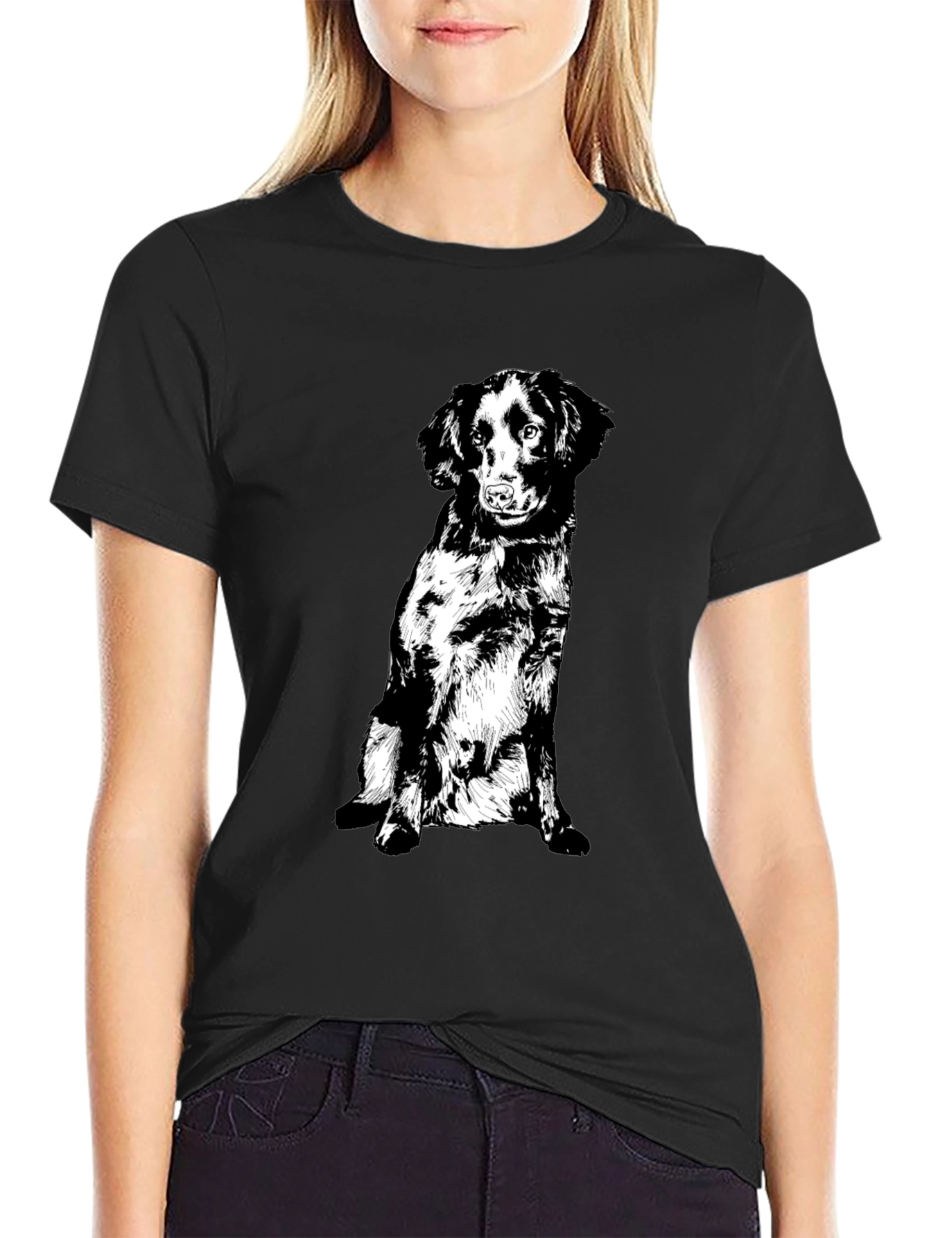 Black Dog Graphic Tee - Cute Pet Lover T-Shirt