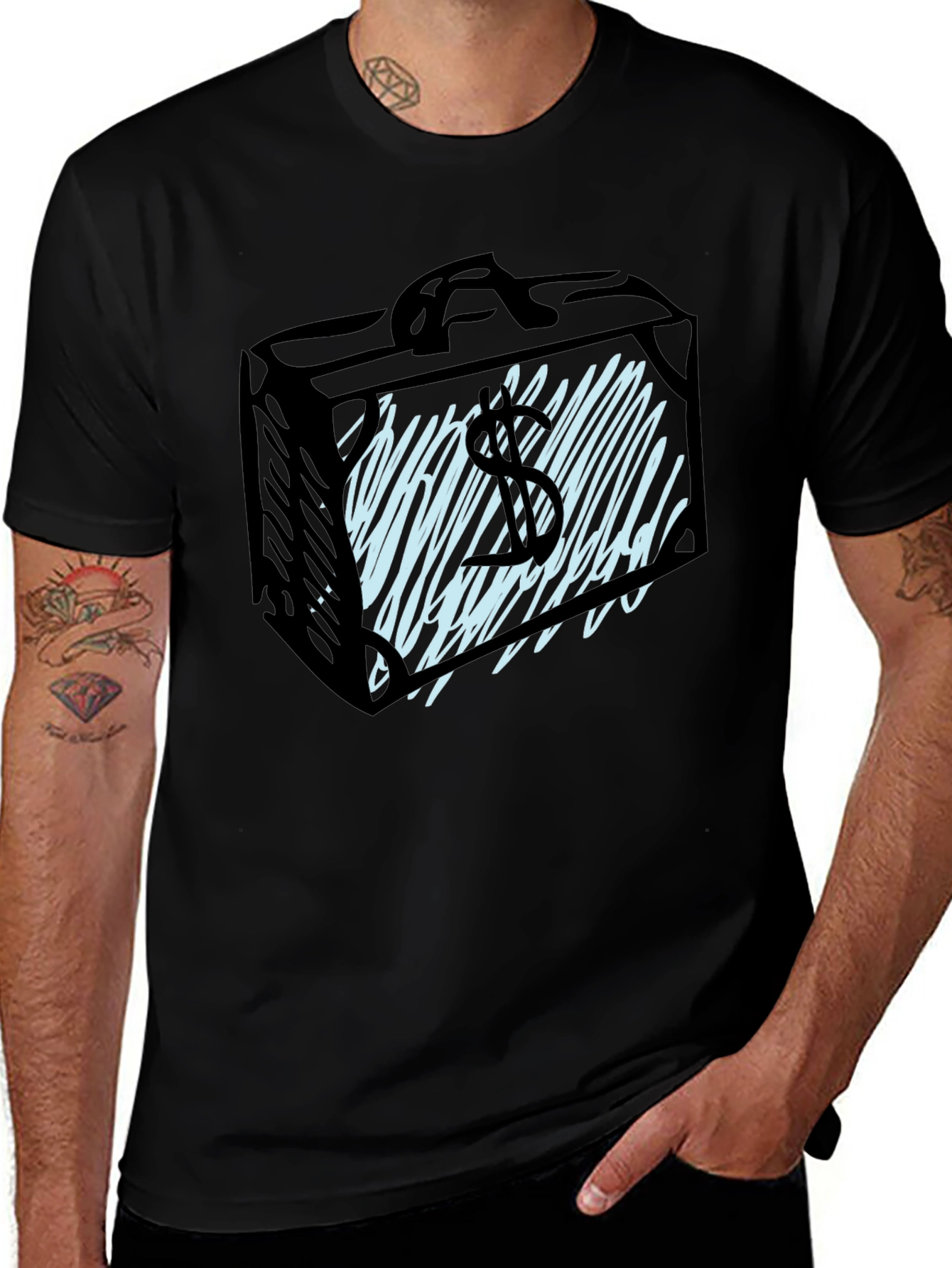 Money Briefcase Graphic Tee - Black