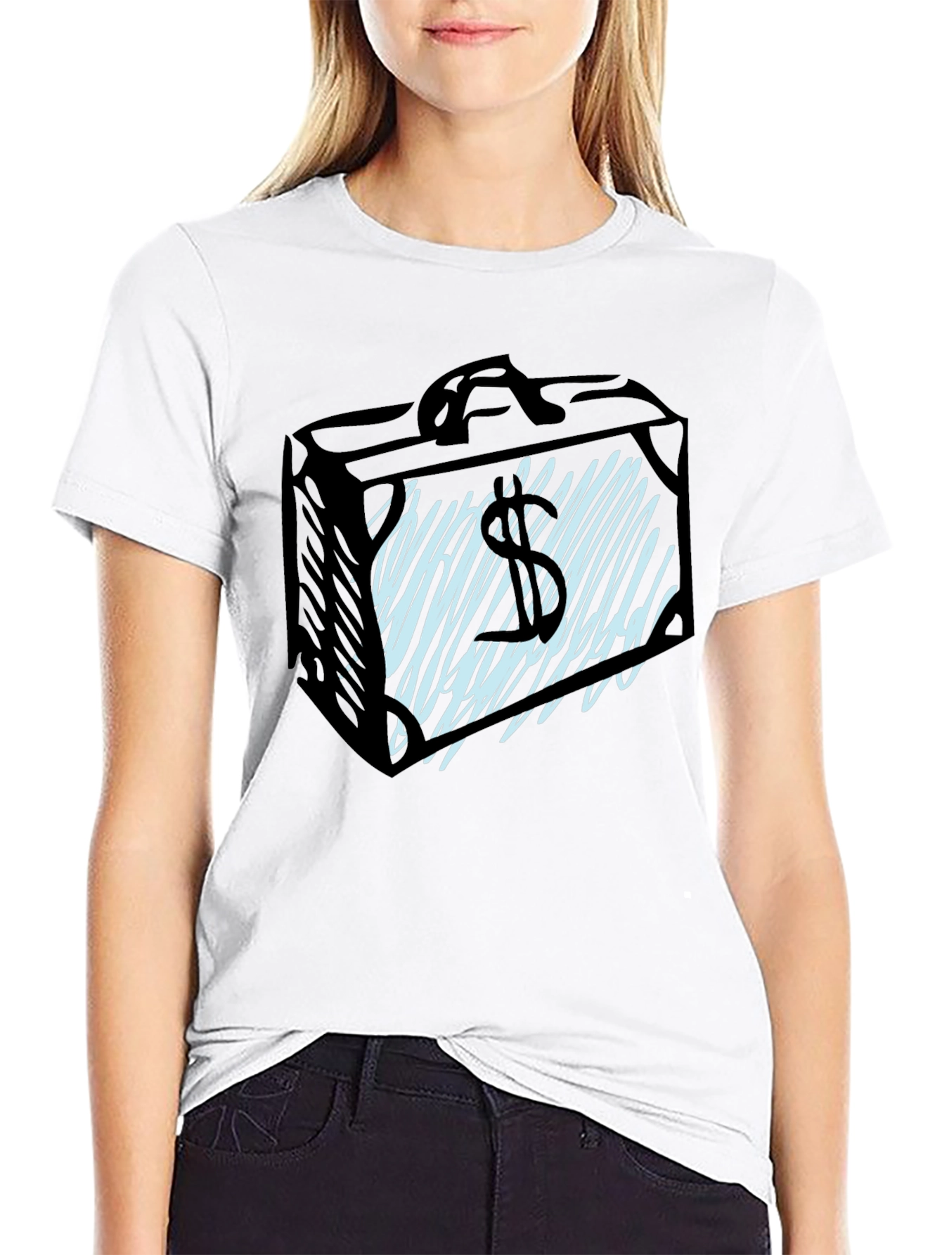 Money Briefcase Graphic Tee - Black