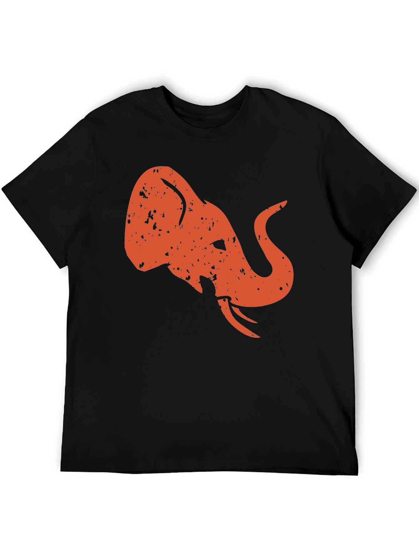 Retro Elephant Graphic Tee - Black Cotton Shirt