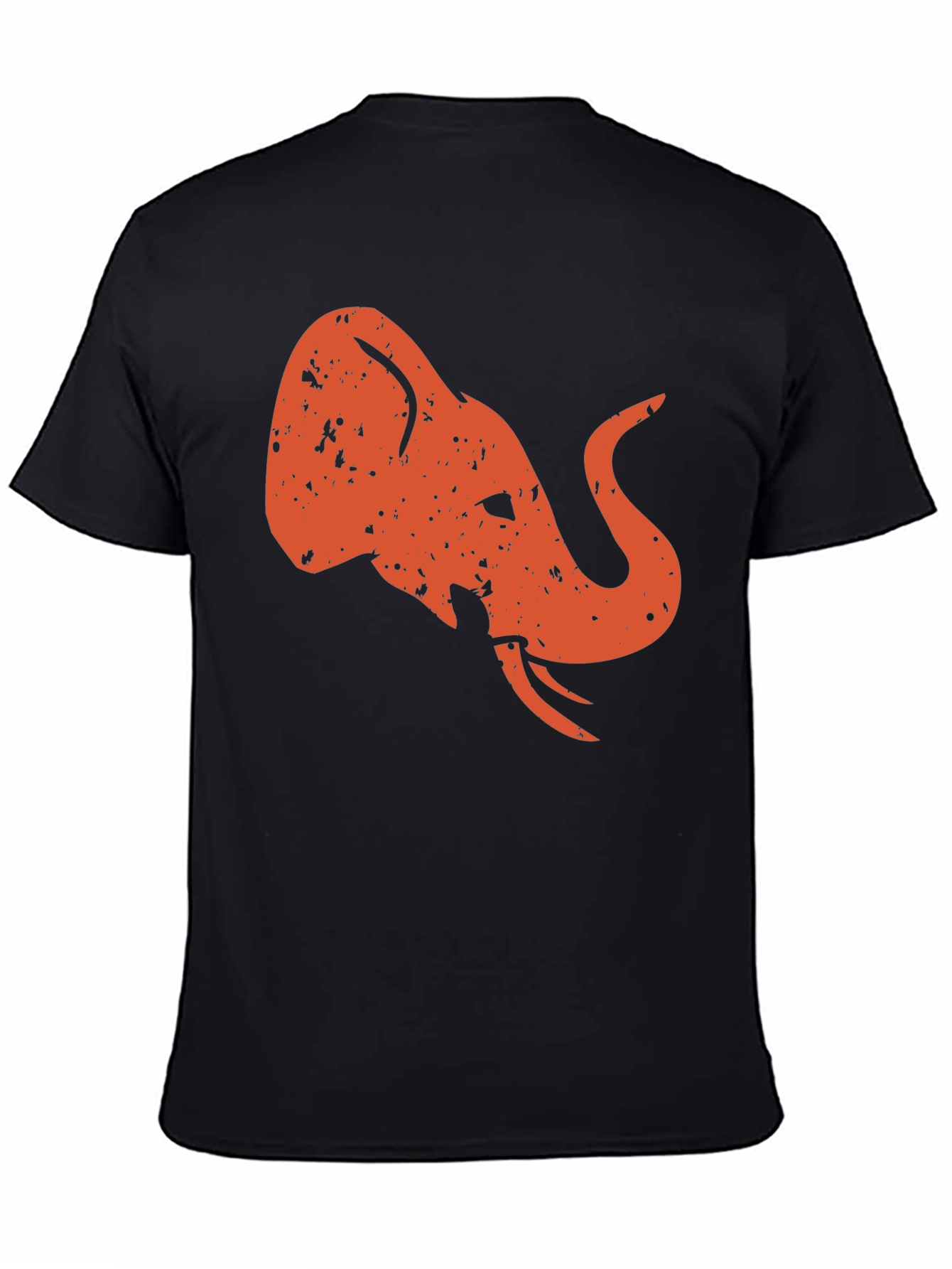 Retro Elephant Graphic Tee - Black Cotton Shirt