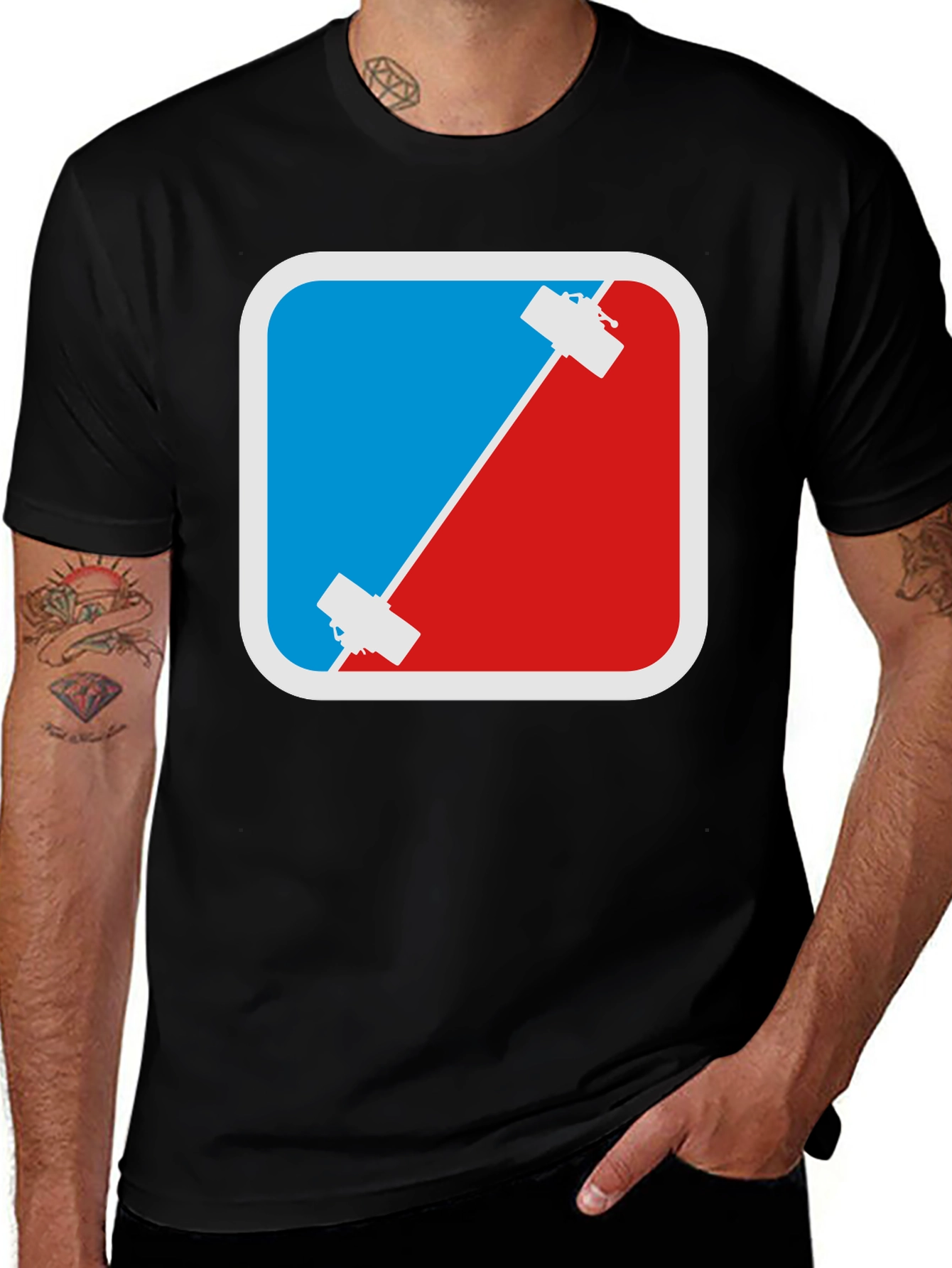 Climbing T-Shirt - Red & Blue Rock Climbing Design
