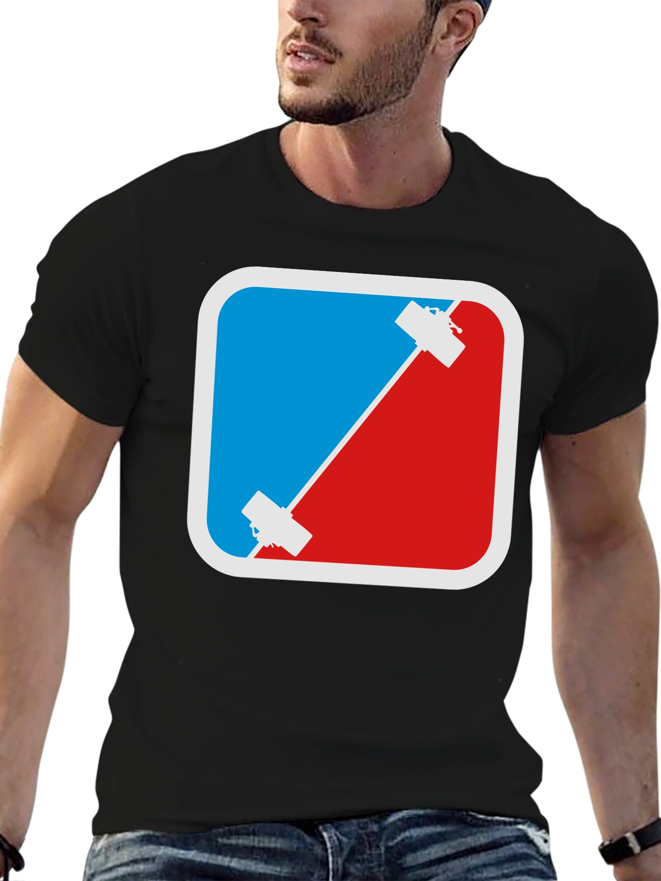 Climbing T-Shirt - Red & Blue Rock Climbing Design
