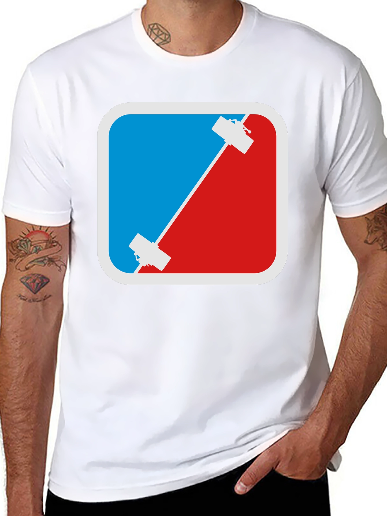 Climbing T-Shirt - Red & Blue Rock Climbing Design