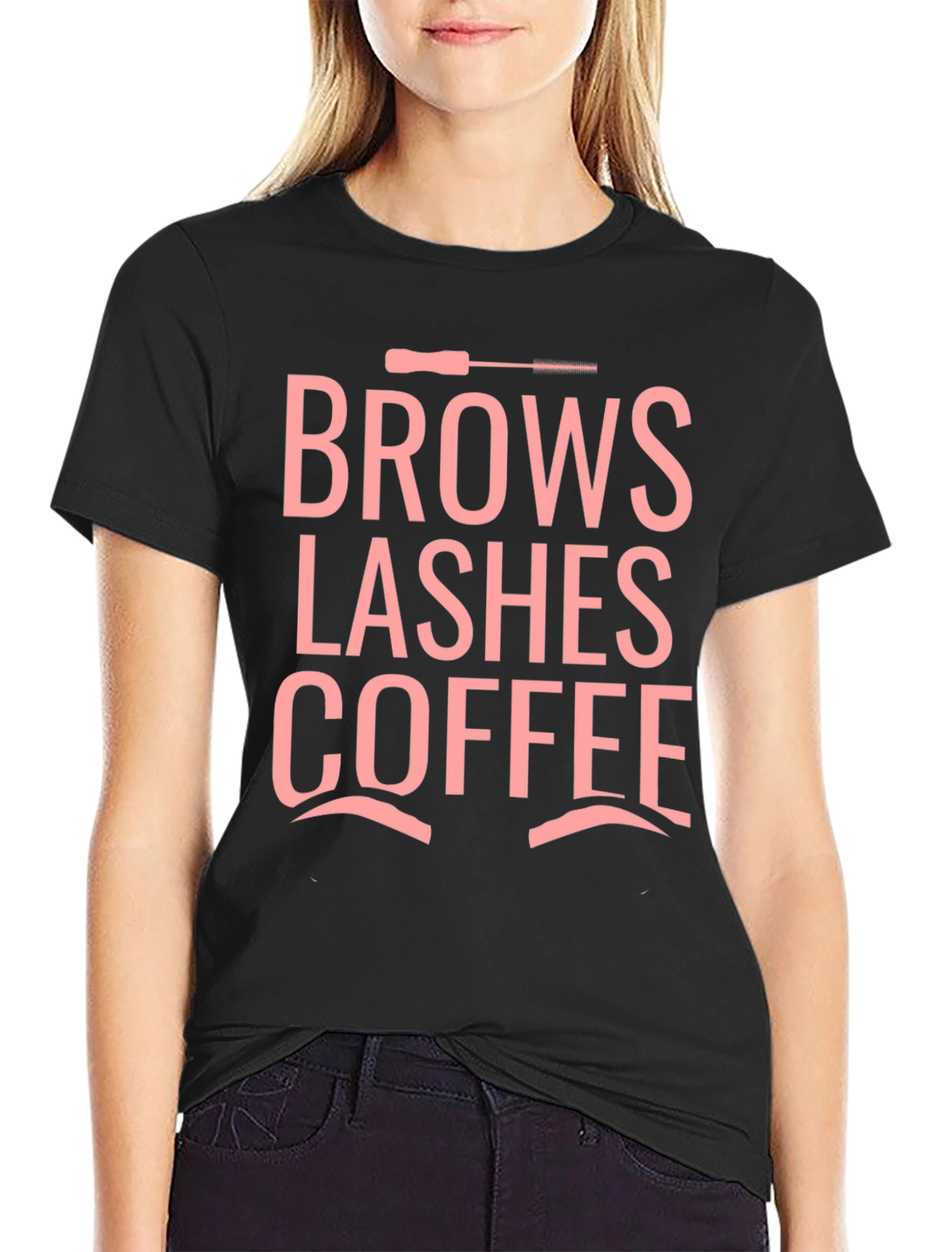 Brows Lashes Coffee Graphic Tee - Black Unisex