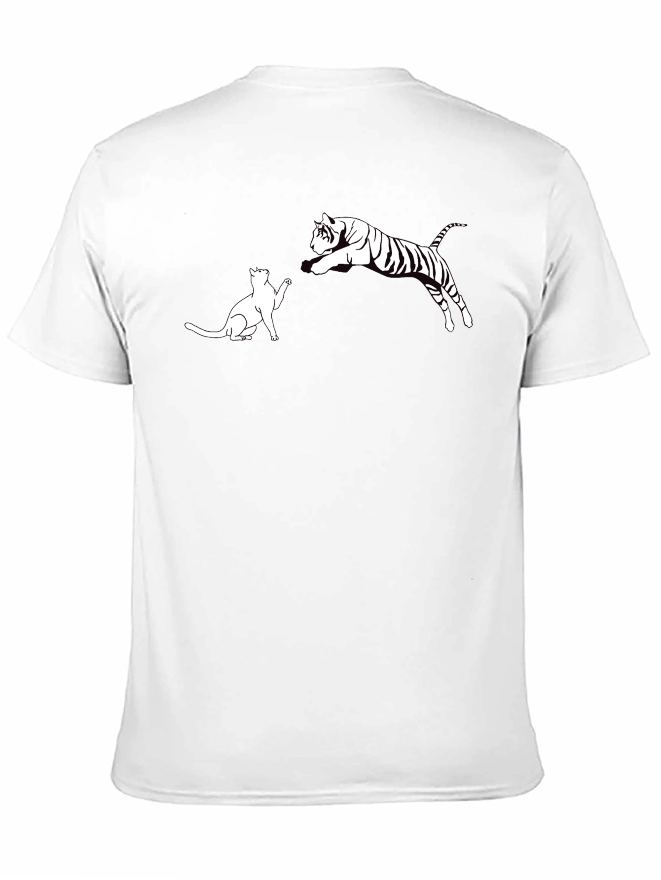 Cat vs. Tiger Graphic Tee - Black Cotton T-Shirt