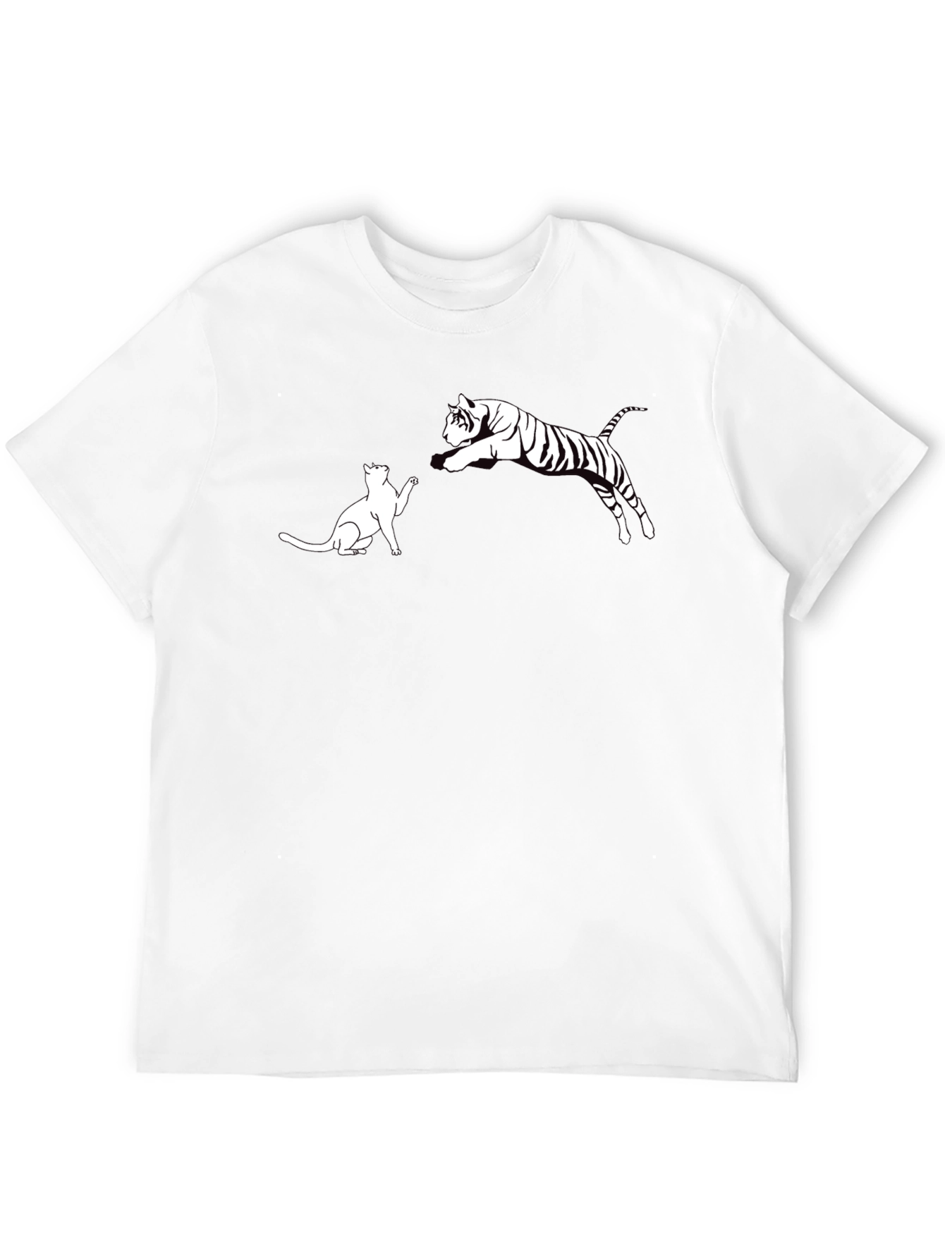 Cat vs. Tiger Graphic Tee - Black Cotton T-Shirt